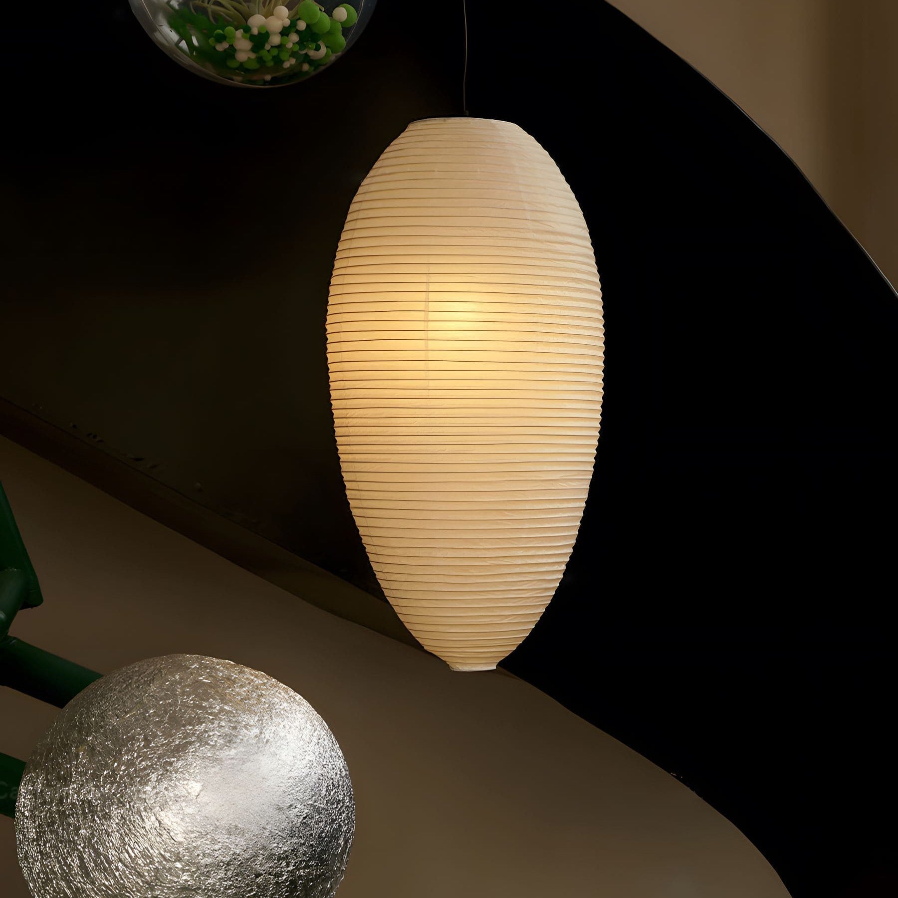 Myraean Moderne Minimaliste Wabi Châtaignier Papier Bambou Pendentif Lampe