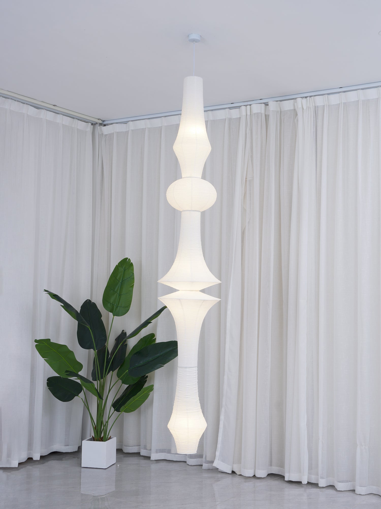 Lustra Suspension Luminaire Papier Washi E pour Salon