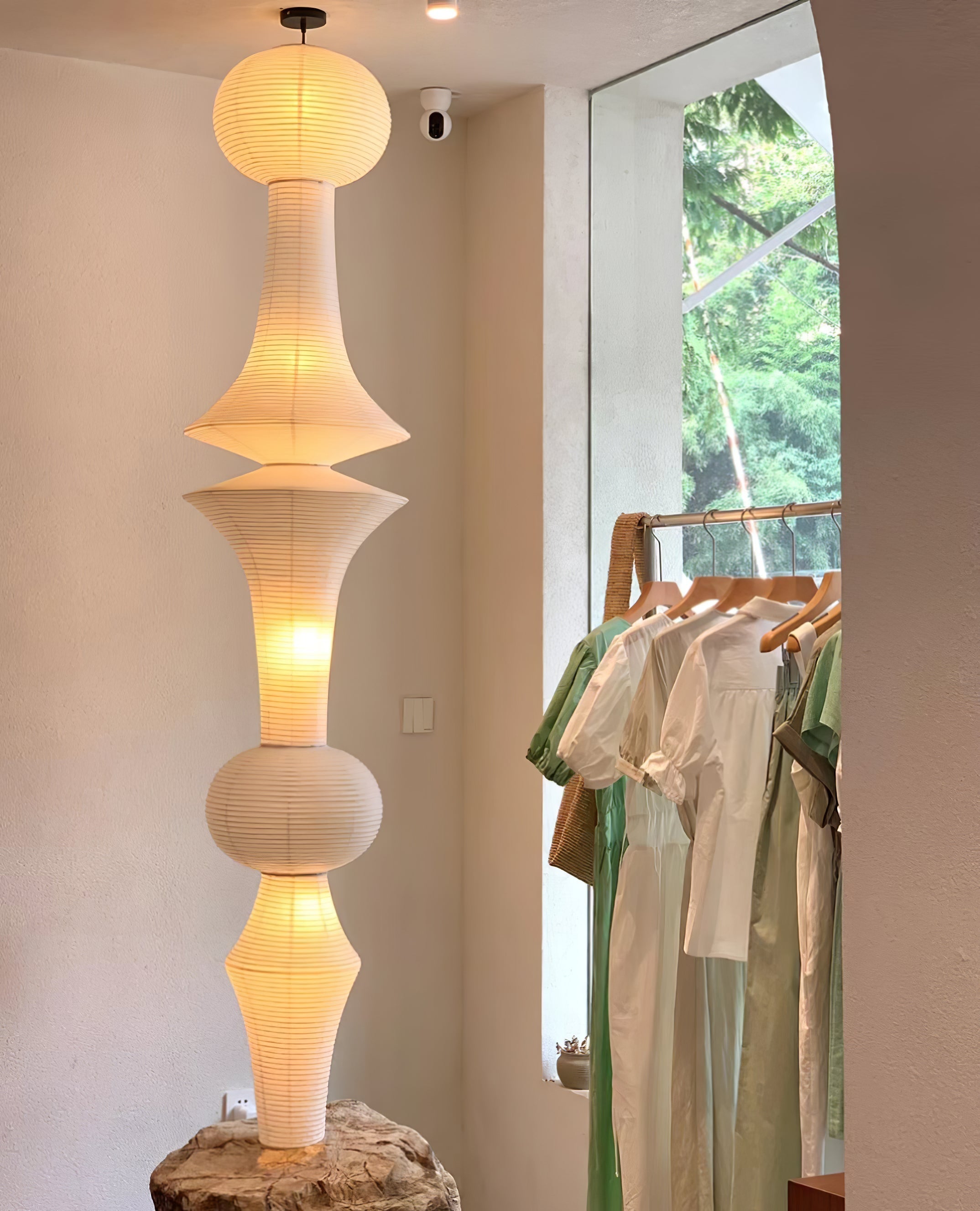 Lustra Suspension Luminaire Papier Washi E pour Salon
