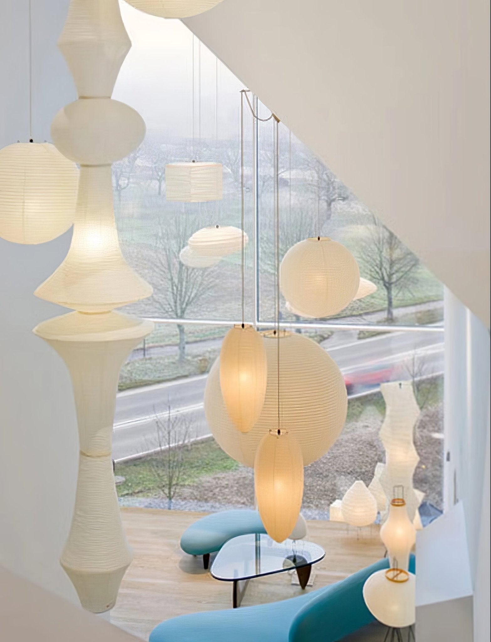 Lustra Suspension Luminaire Papier Washi E pour Salon