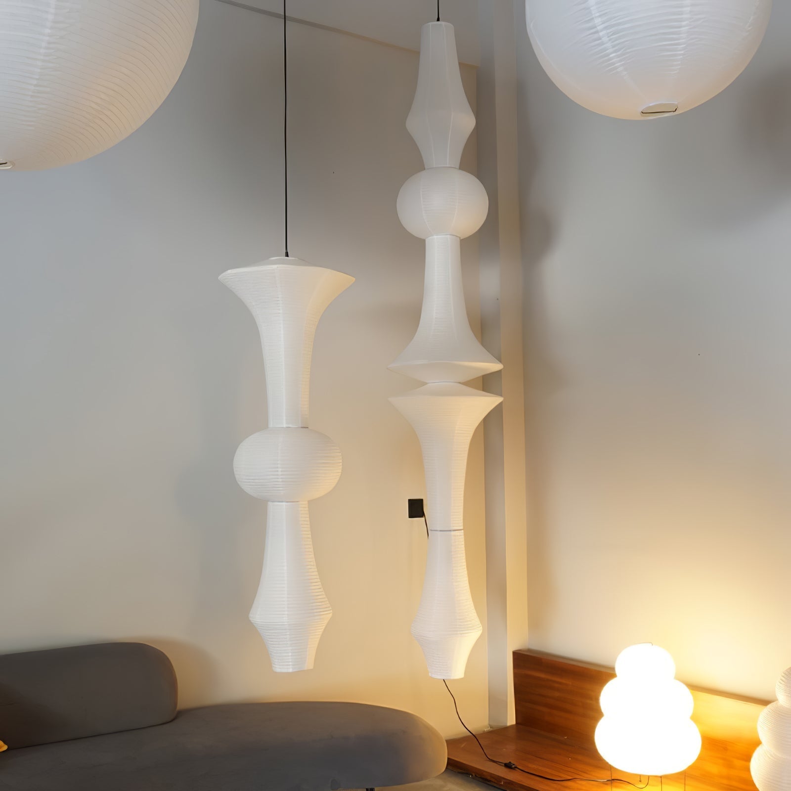 Lustra Suspension Luminaire Papier Washi E pour Salon