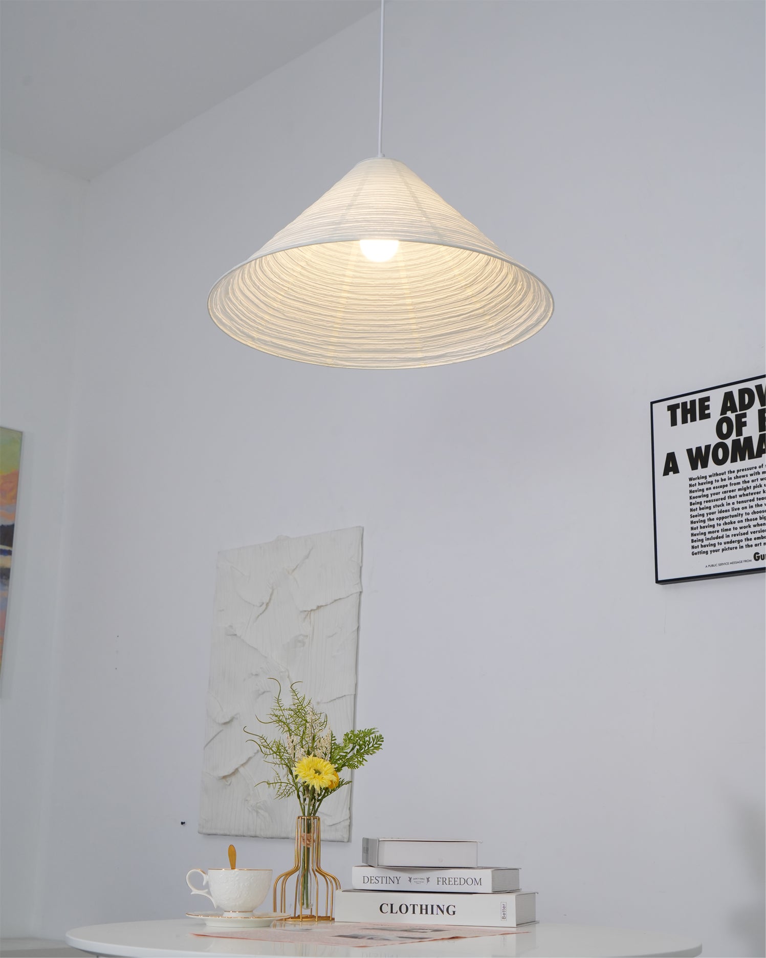 Conic Suspension Lampe Pyramidale en Papier