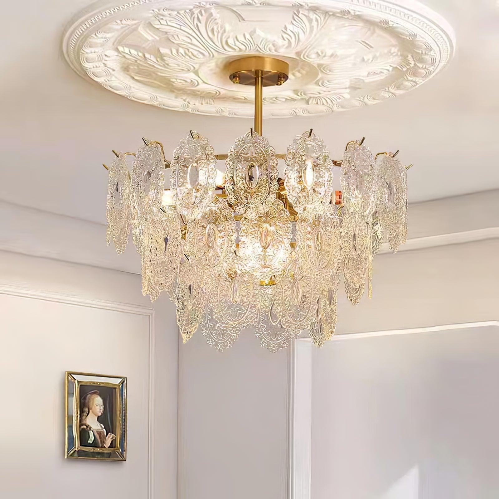 Lustra Lustre Vague en Verre et Fer Forgé Élégant