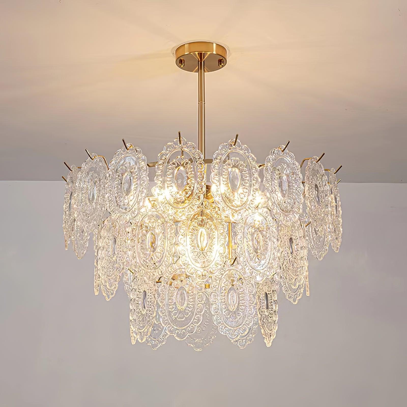 Lustra Lustre Vague en Verre et Fer Forgé Élégant