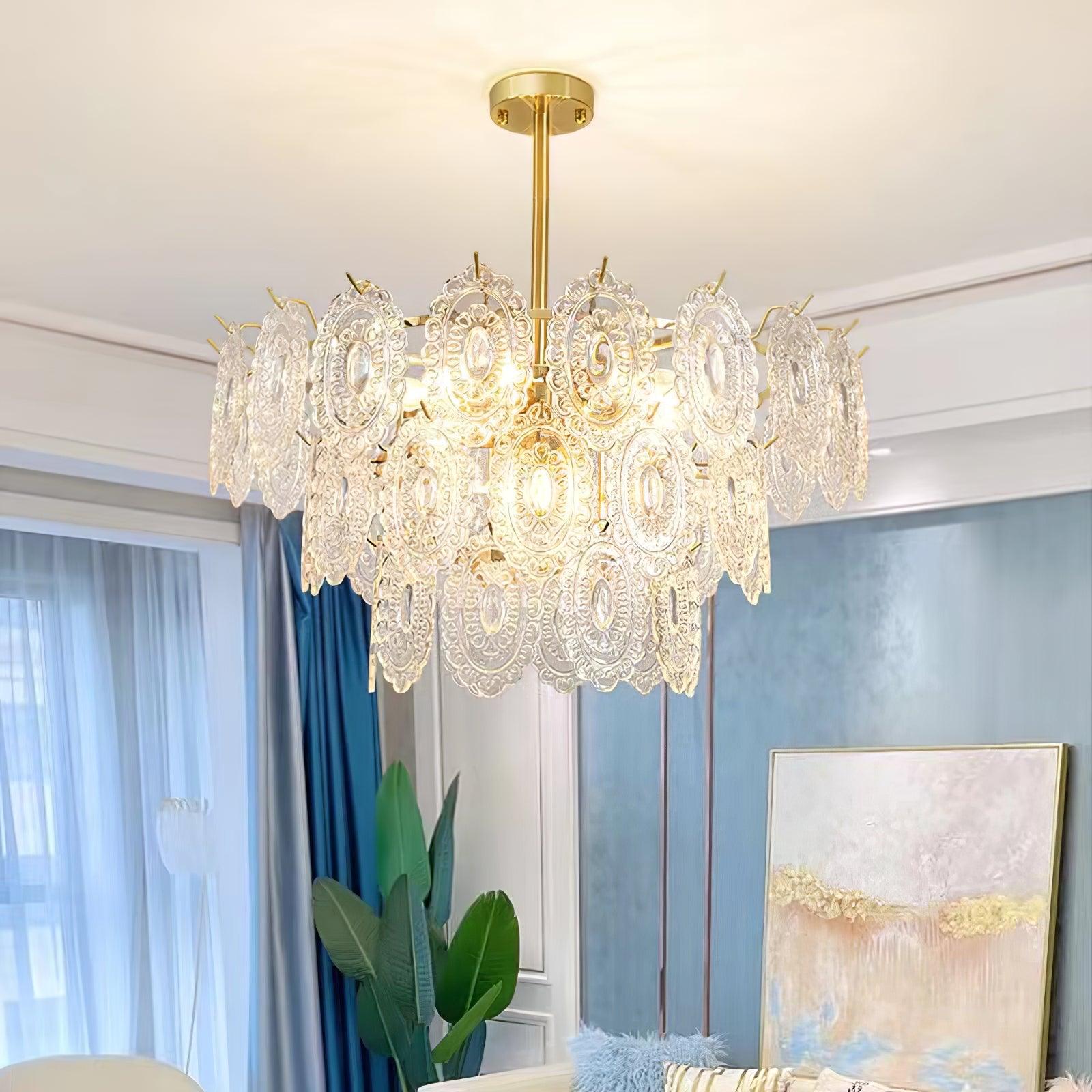 Lustra Lustre Vague en Verre et Fer Forgé Élégant