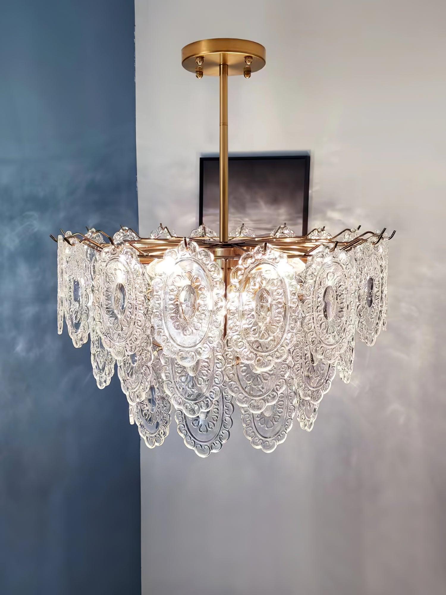 Lustra Lustre Vague en Verre et Fer Forgé Élégant
