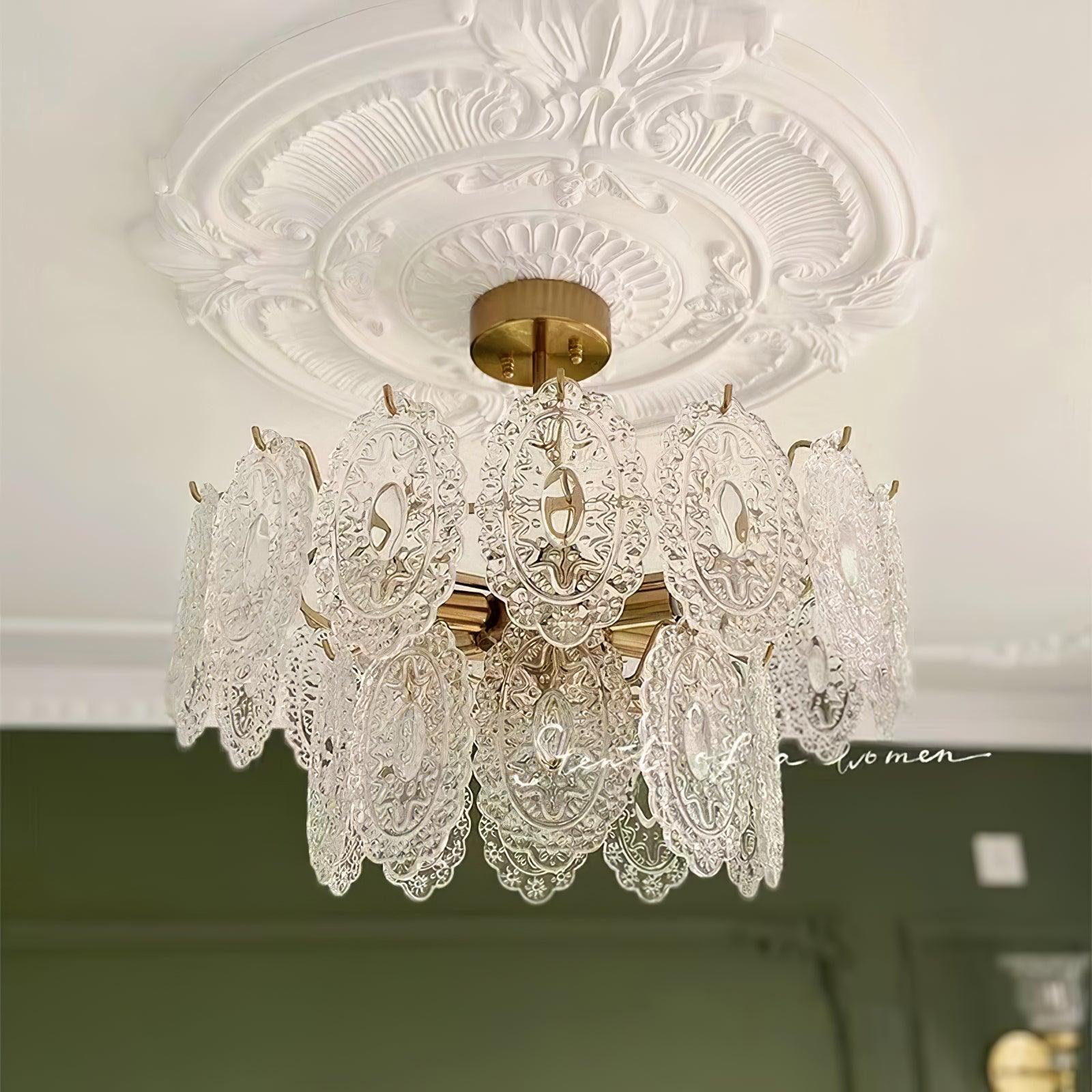 Lustra Lustre Vague en Verre et Fer Forgé Élégant