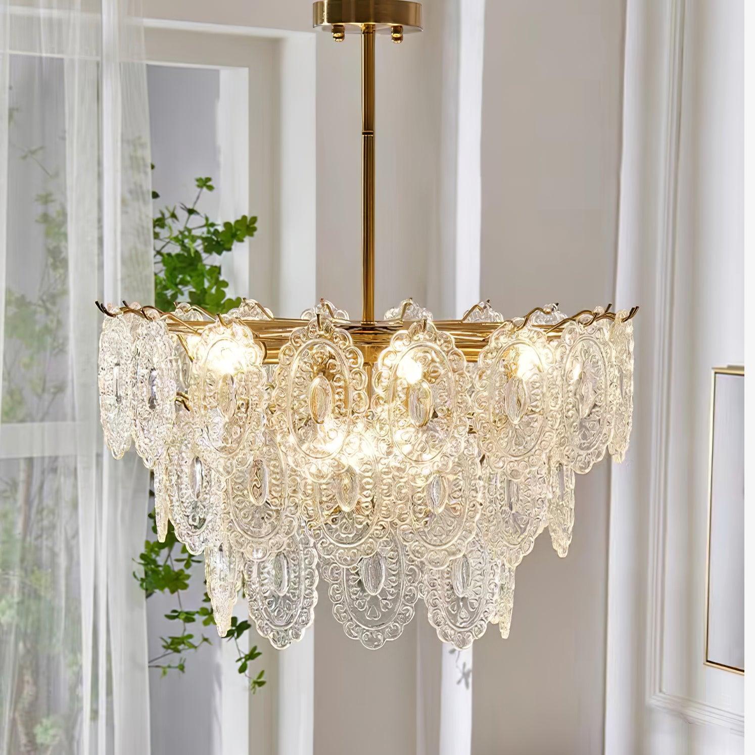 Lustra Lustre Vague en Verre et Fer Forgé Élégant