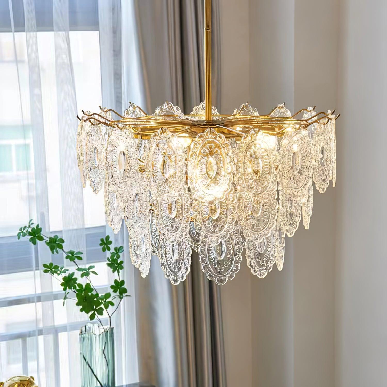 Lustra Lustre Vague en Verre et Fer Forgé Élégant