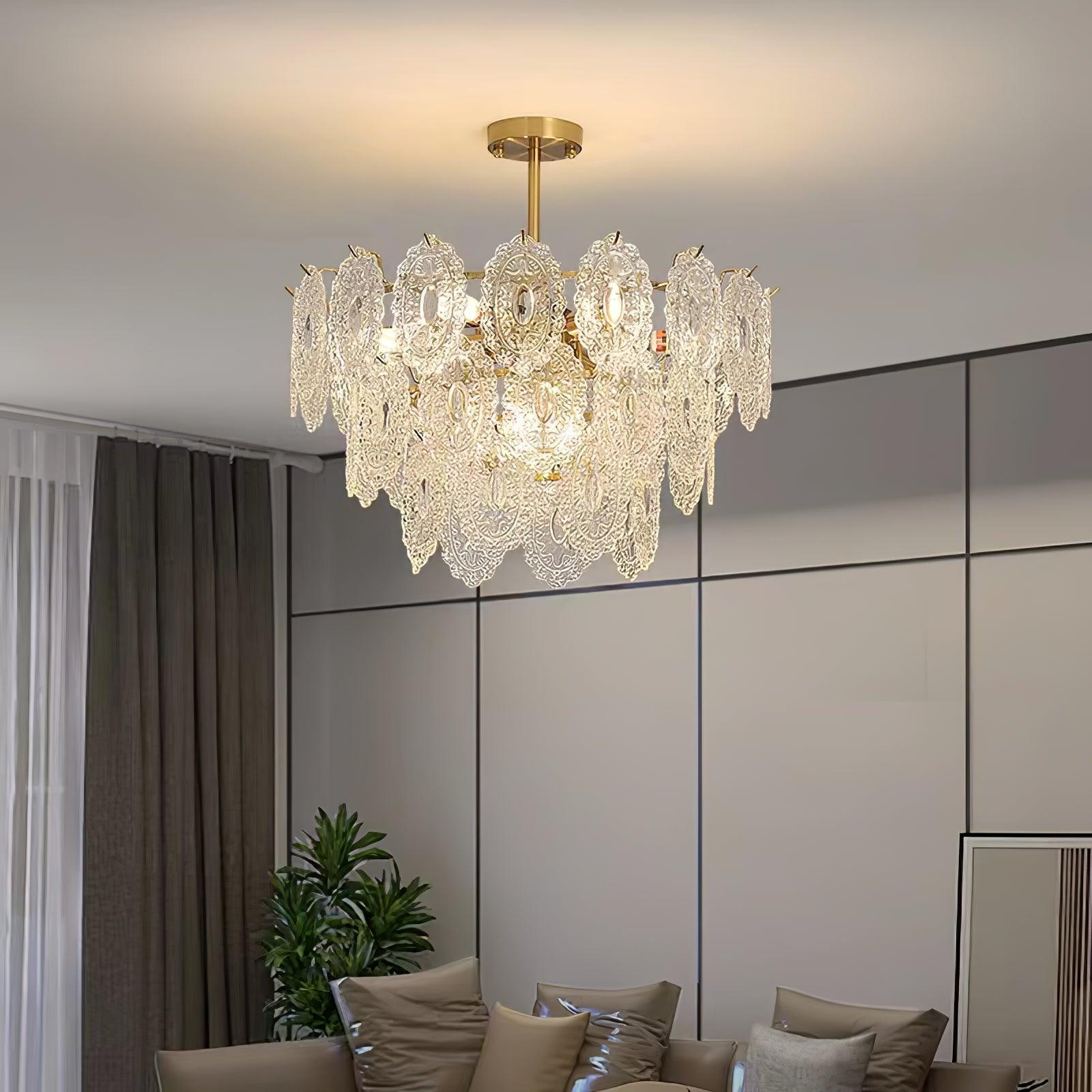 Lustra Lustre Vague en Verre et Fer Forgé Élégant