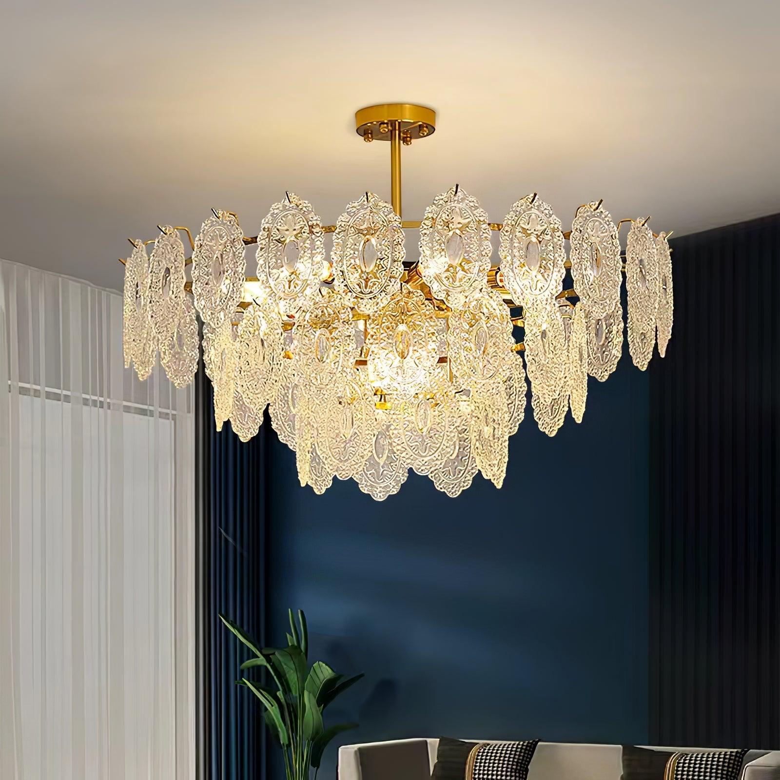 Lustra Lustre Vague en Verre et Fer Forgé Élégant