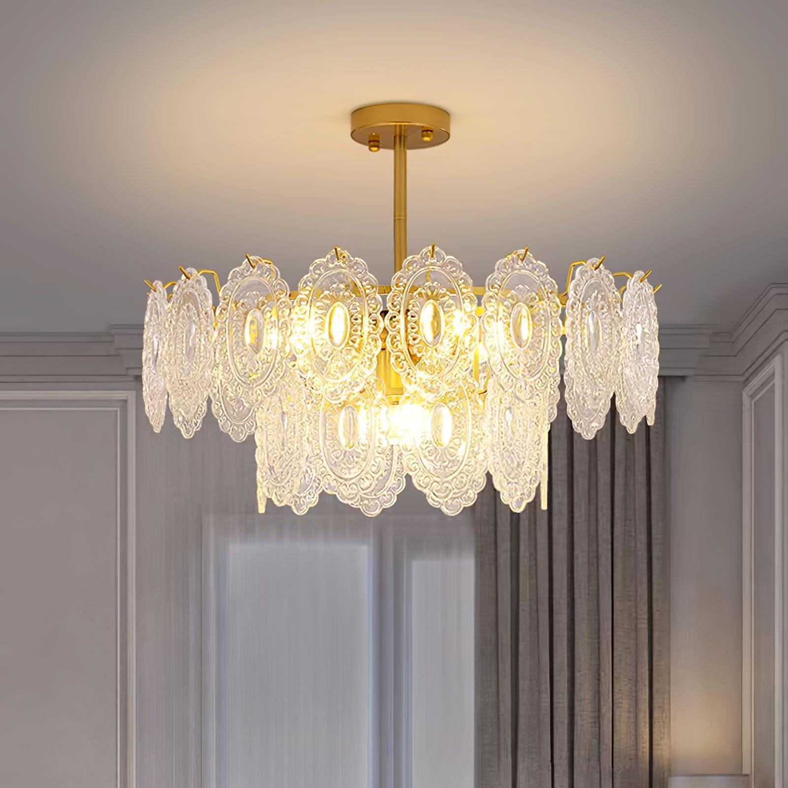 Lustra Lustre Vague en Verre et Fer Forgé Élégant