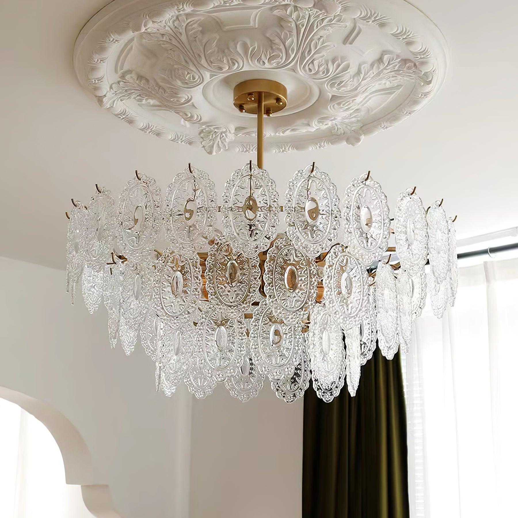 Lustra Lustre Vague en Verre et Fer Forgé Élégant
