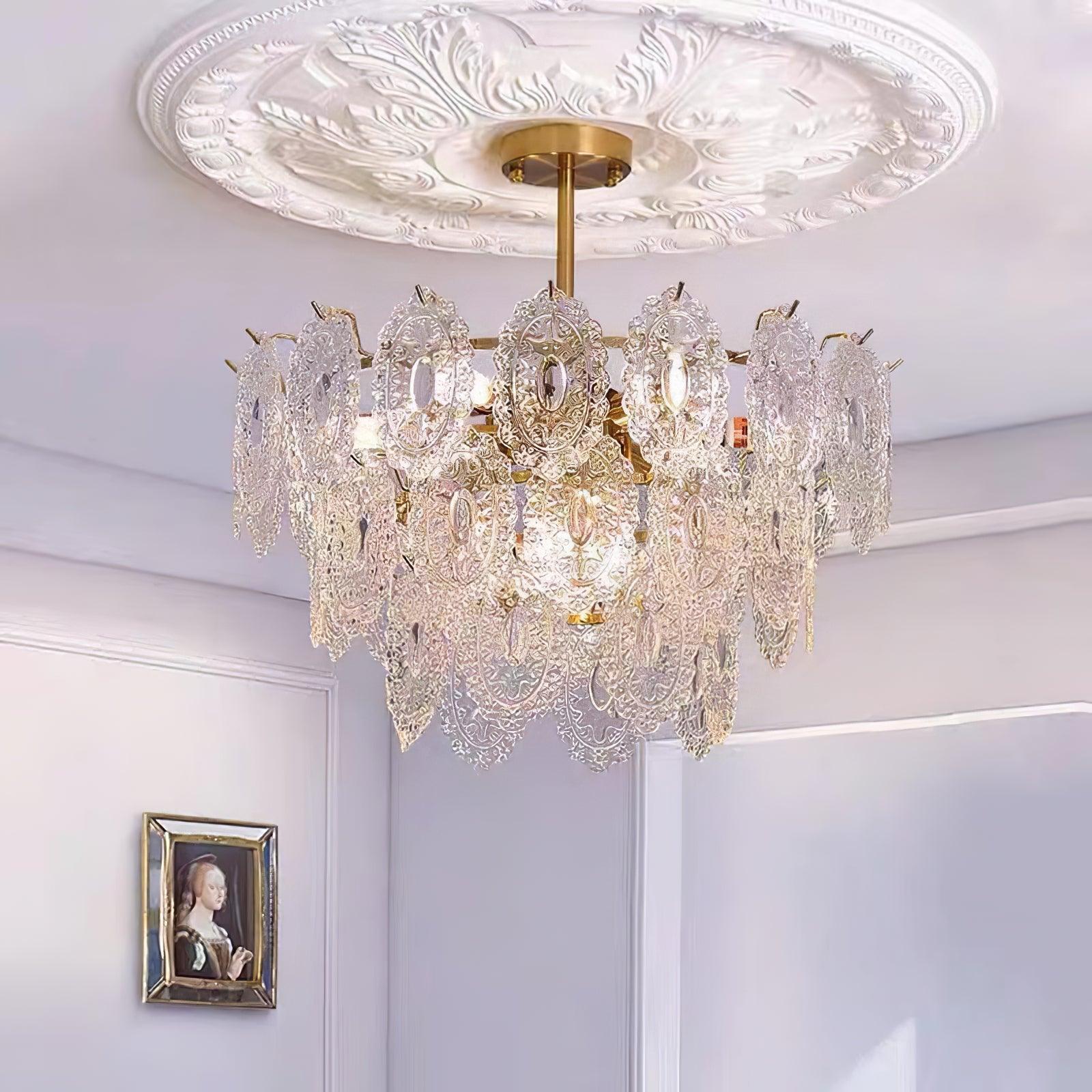 Lustra Lustre Vague en Verre et Fer Forgé Élégant