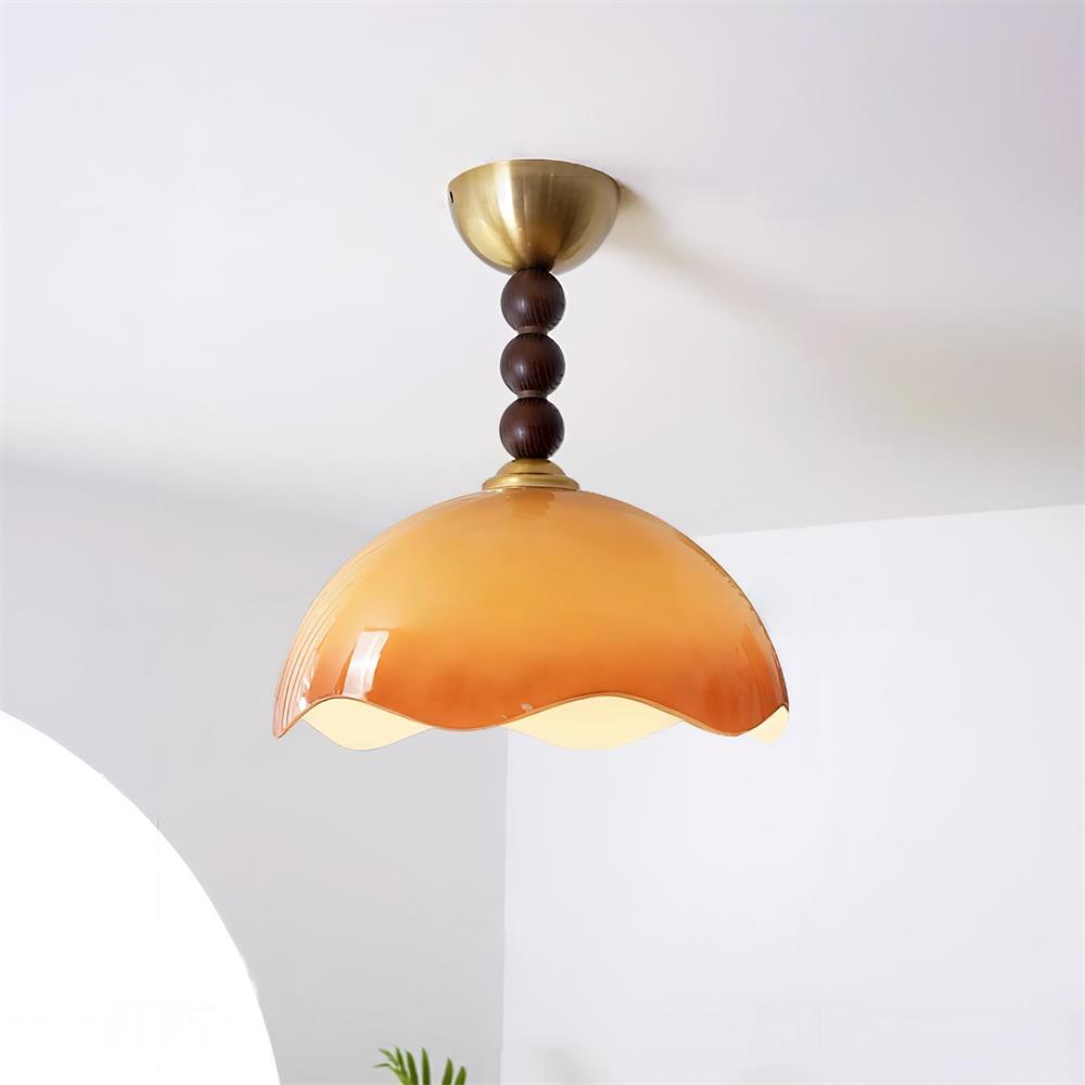 Amberis Plafonnier Verre Ambre Vintage