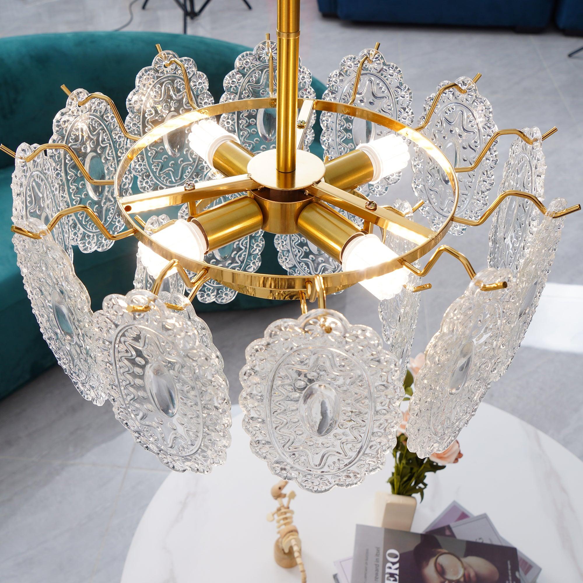 Lustra Lustre Vague en Verre et Fer Forgé Élégant