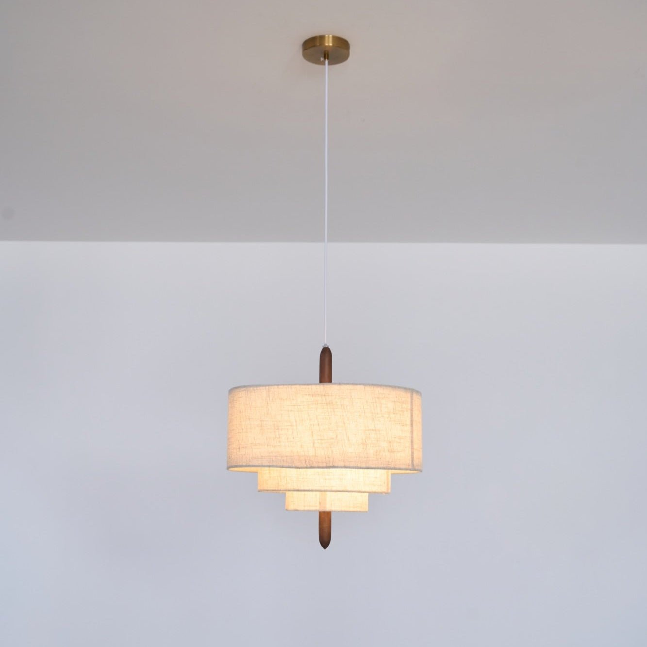 Eldorora Élégance Vague Échelle Bois Tissu Pendentif Lampe
