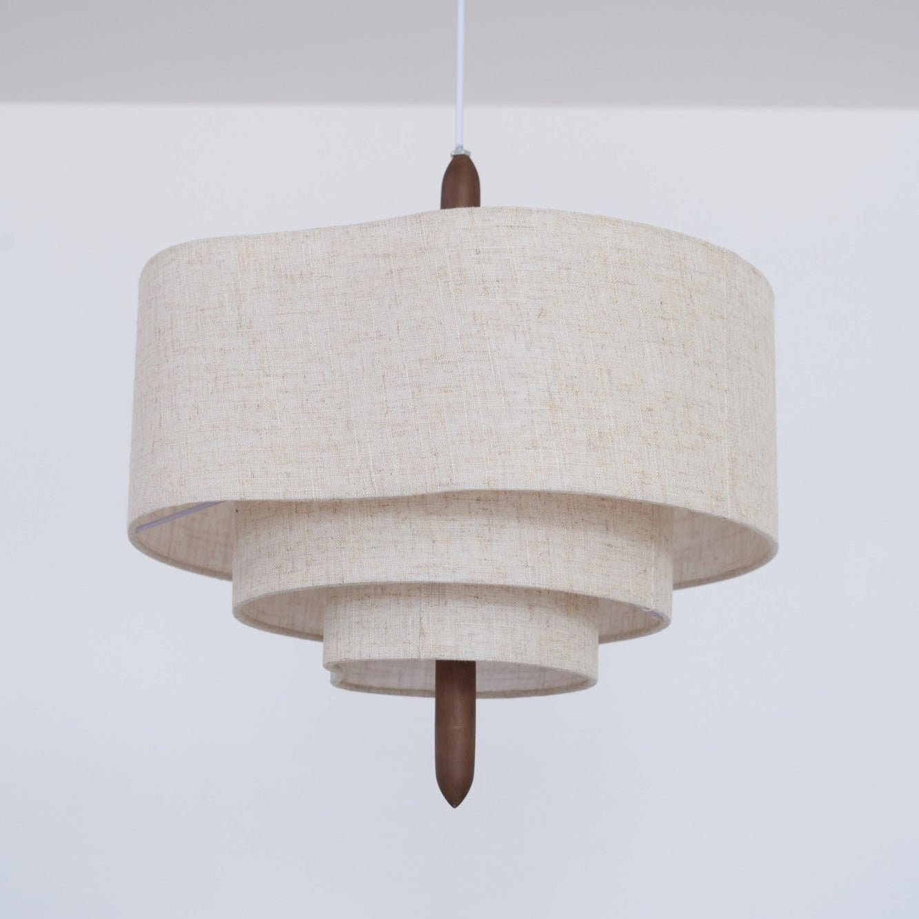 Eldorora Élégance Vague Échelle Bois Tissu Pendentif Lampe