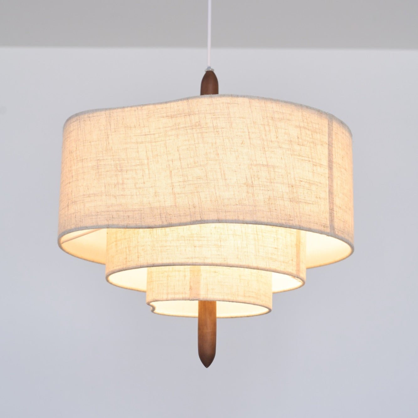 Eldorora Élégance Vague Échelle Bois Tissu Pendentif Lampe