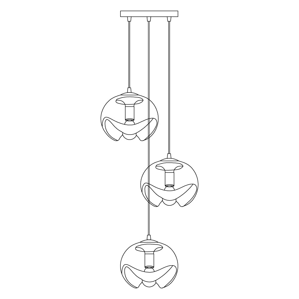 Solara Suspension en Verre Vague Mid-Century Vintage