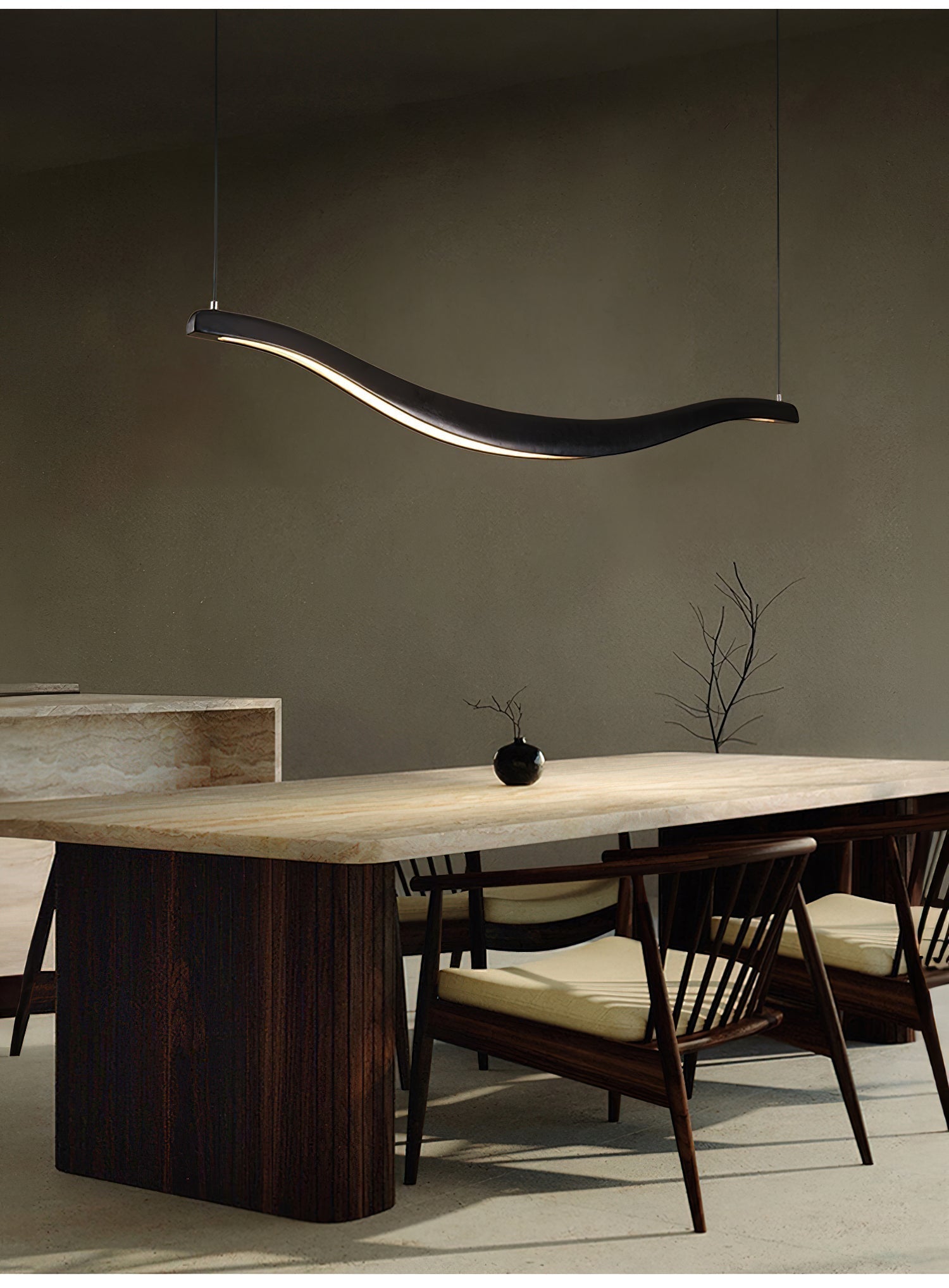 Lustra Lustre Bois Forme Ondulée Élégant