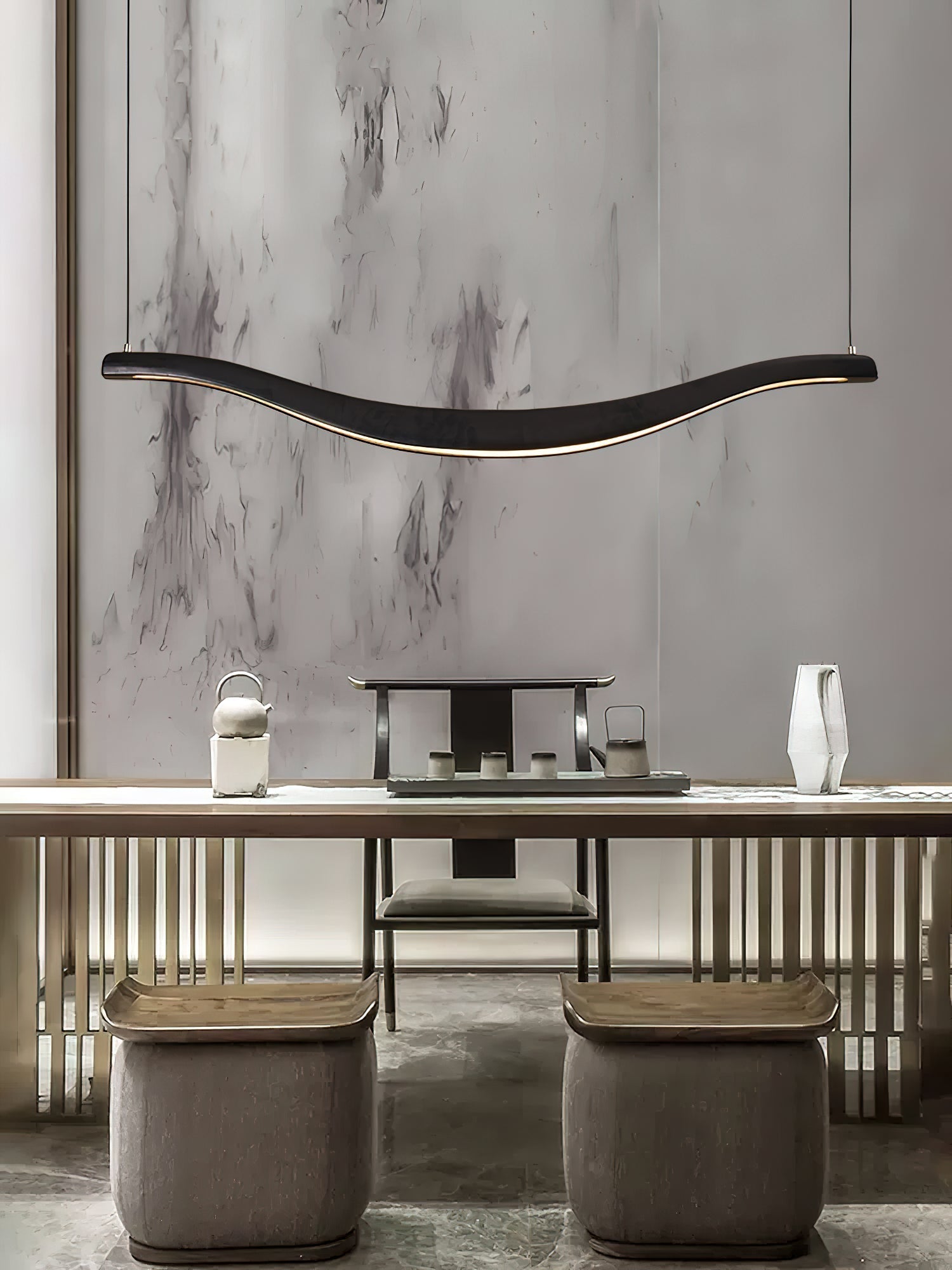 Lustra Lustre Bois Forme Ondulée Élégant