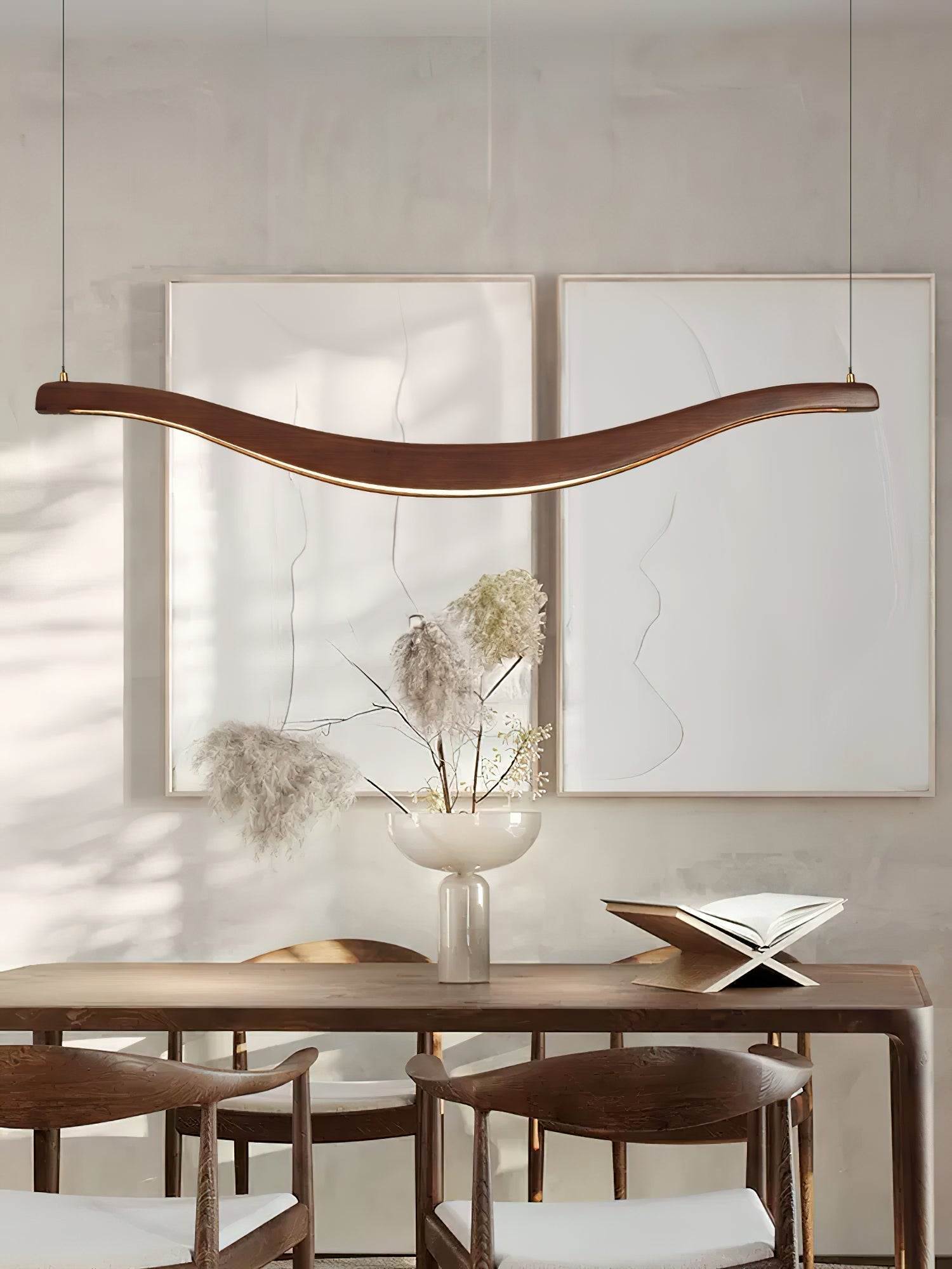 Lustra Lustre Bois Forme Ondulée Élégant