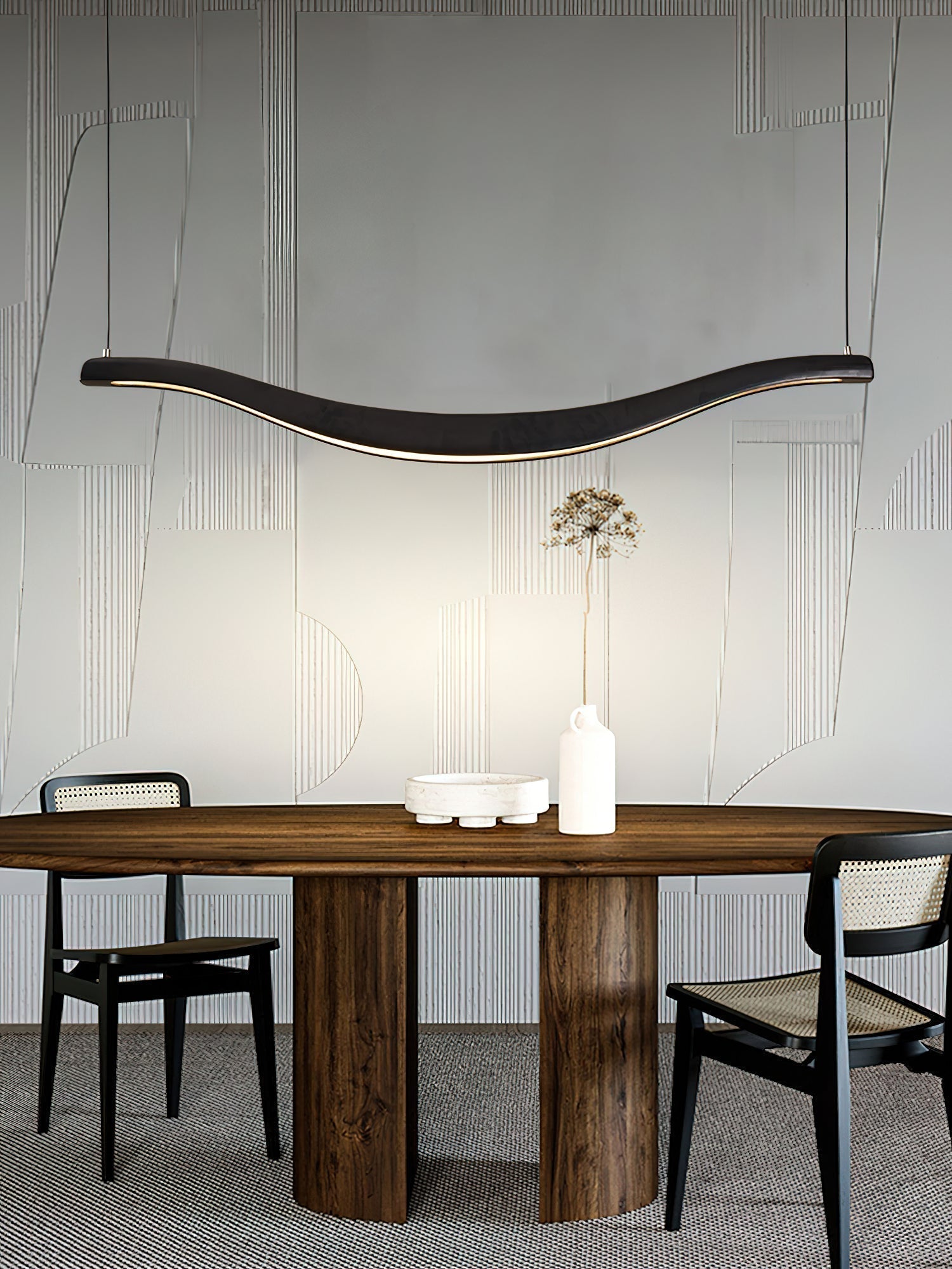 Lustra Lustre Bois Forme Ondulée Élégant
