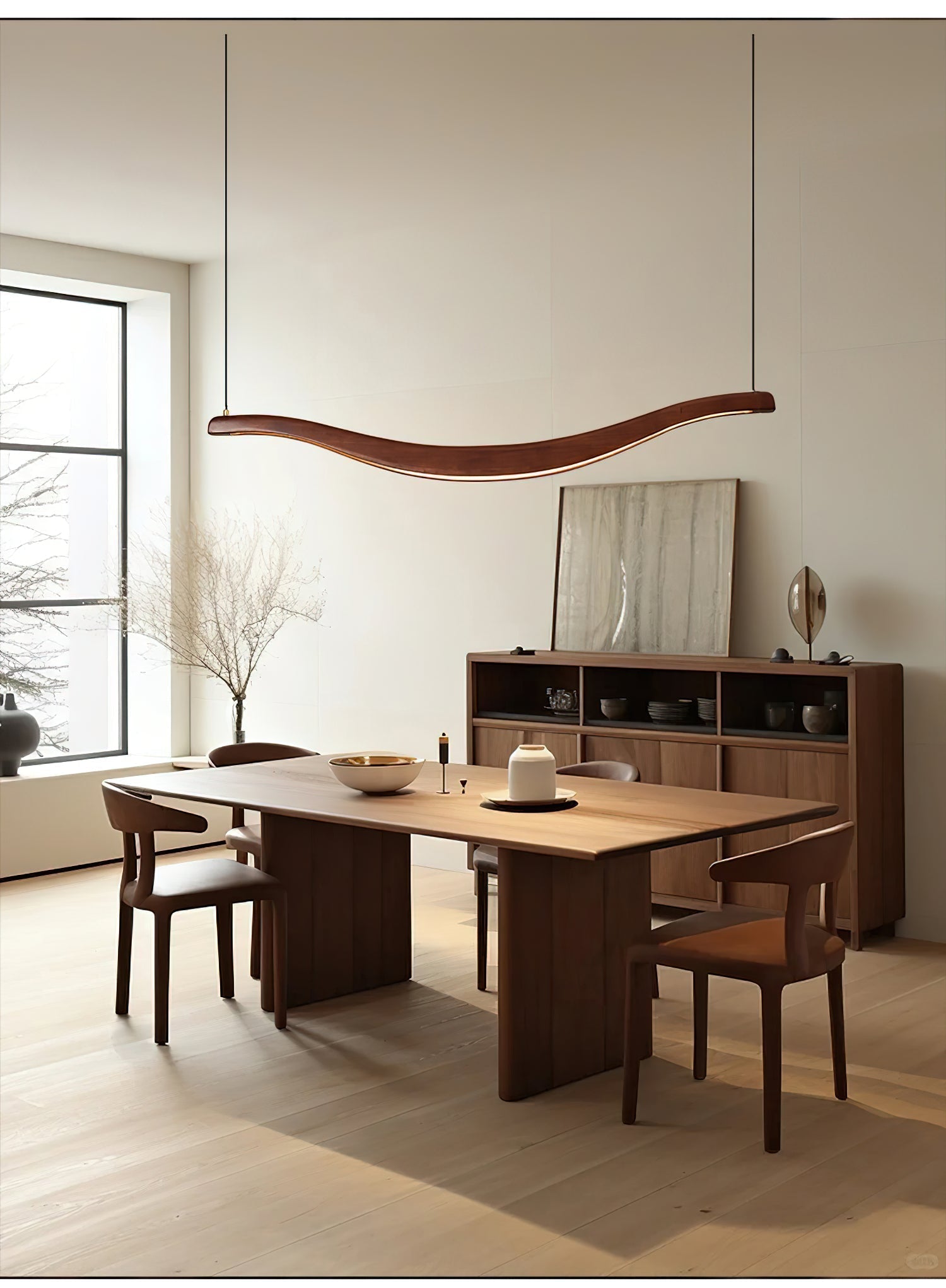 Lustra Lustre Bois Forme Ondulée Élégant