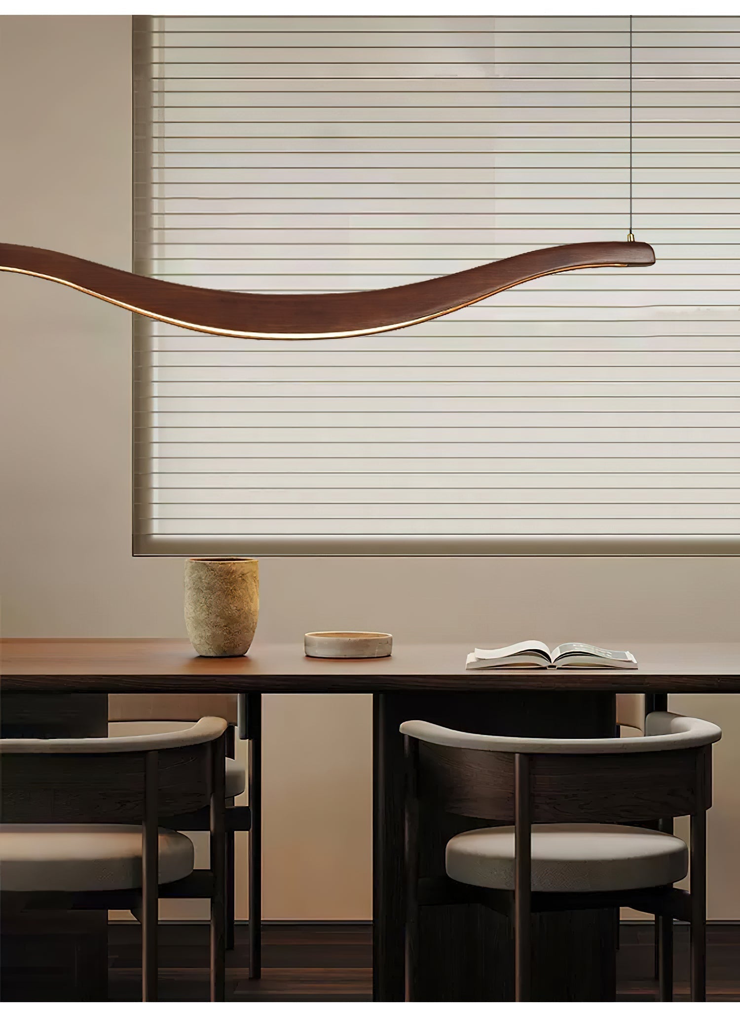 Lustra Lustre Bois Forme Ondulée Élégant