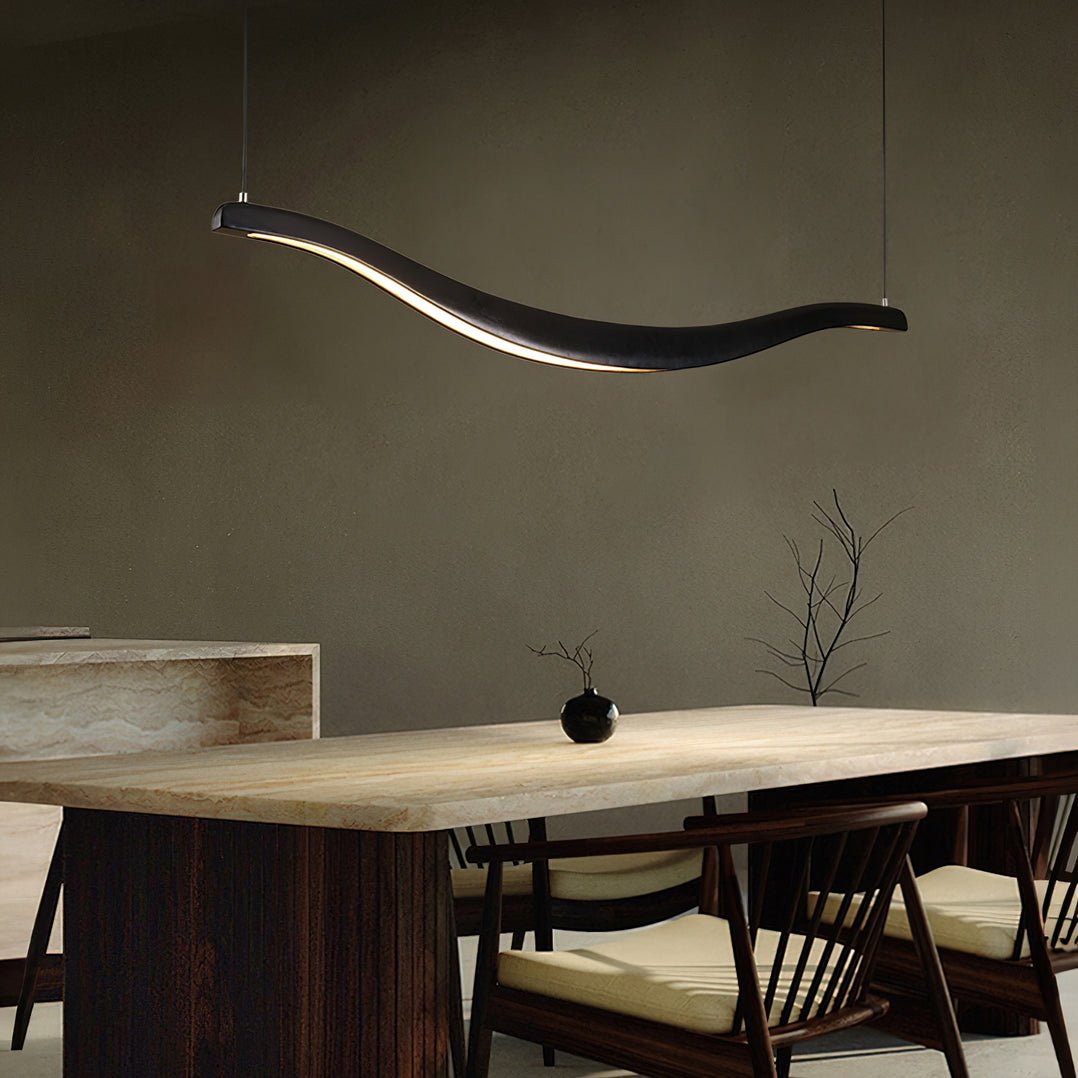 Lustra Lustre Bois Forme Ondulée Élégant