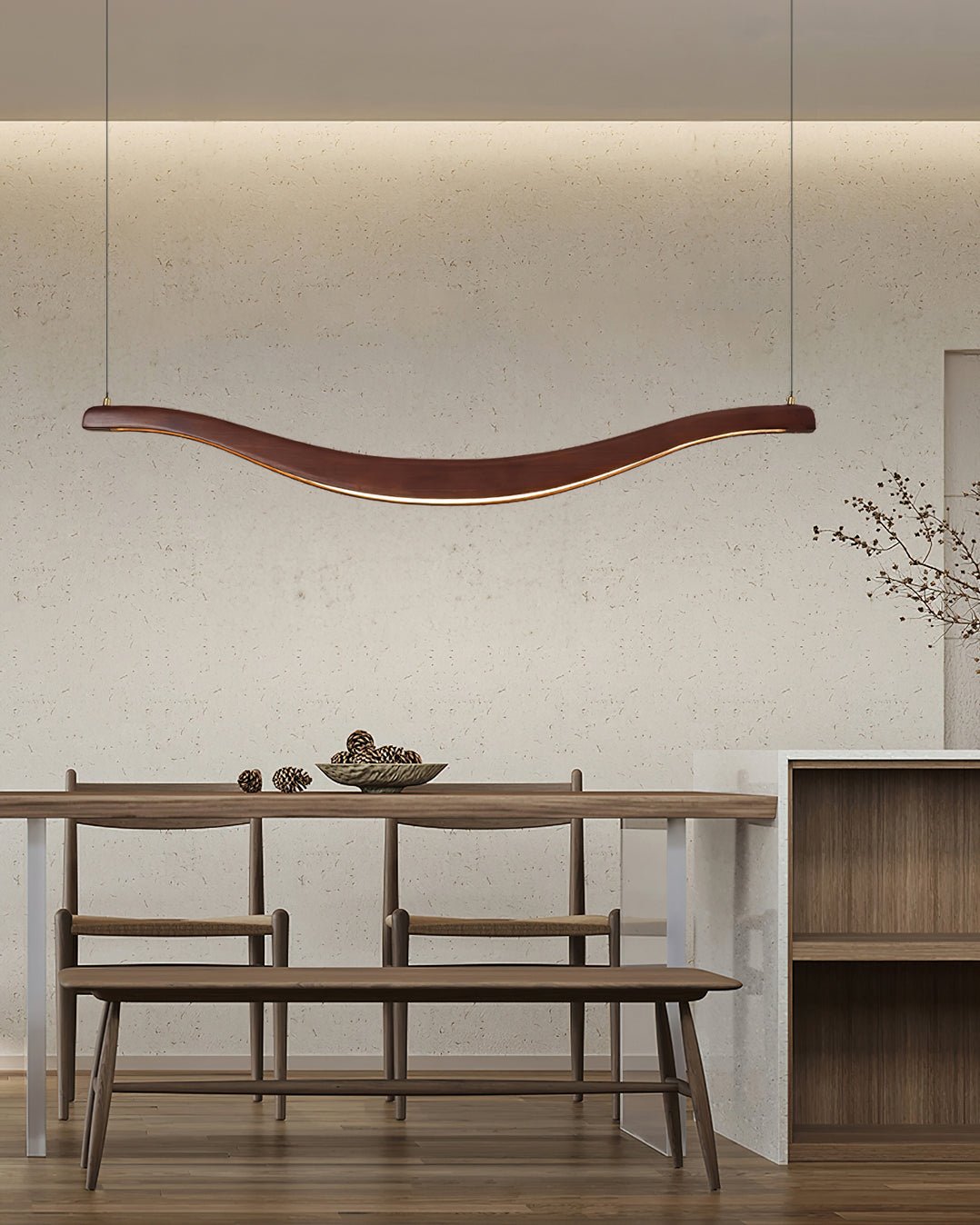 Lustra Lustre Bois Forme Ondulée Élégant
