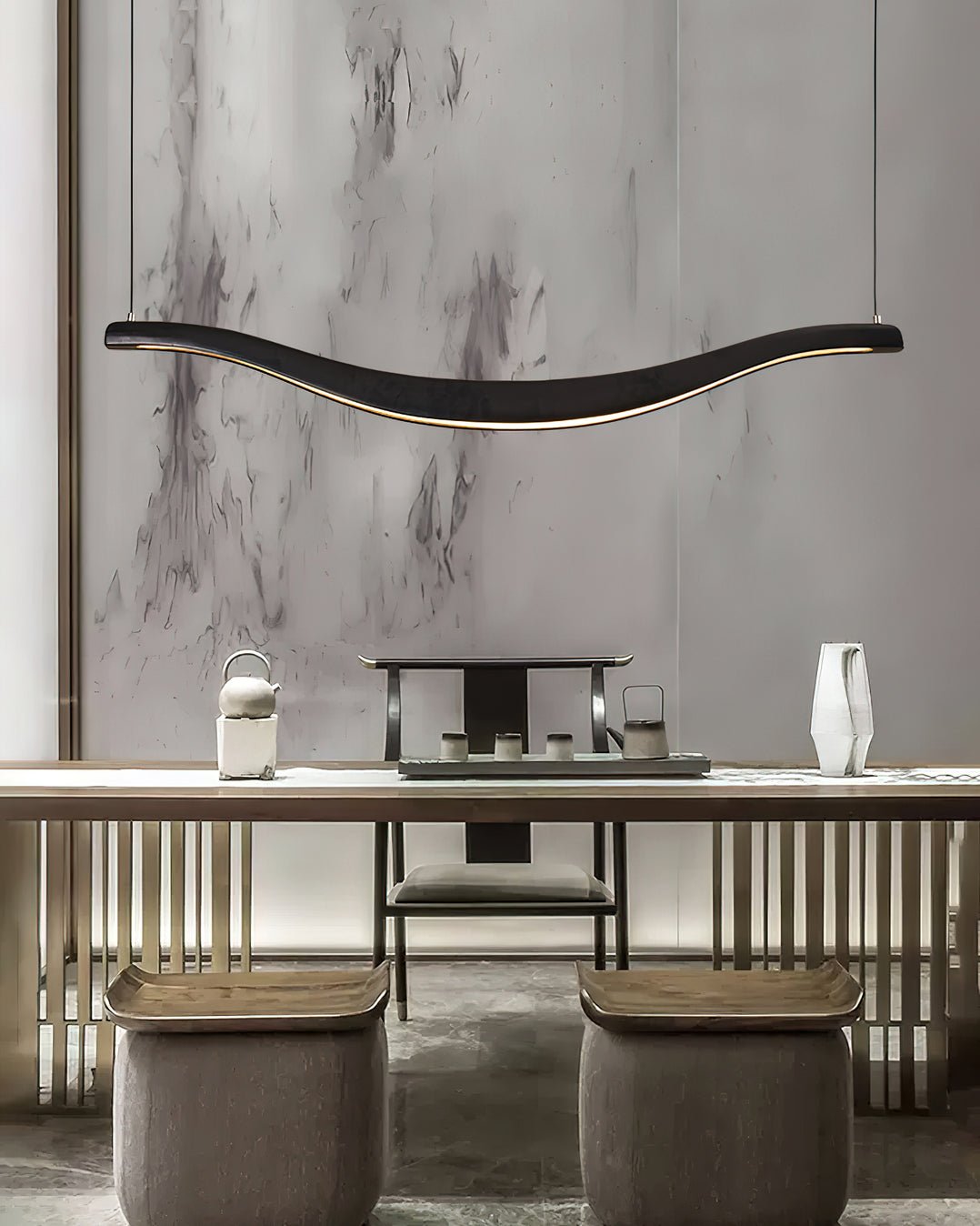 Lustra Lustre Bois Forme Ondulée Élégant