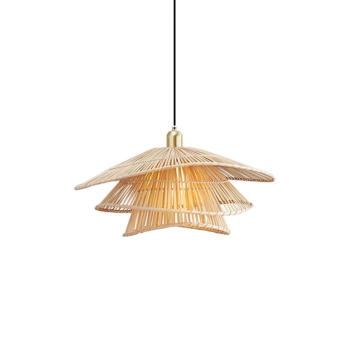 Weaver Lampe Suspendue Rattan Tissé Superposé