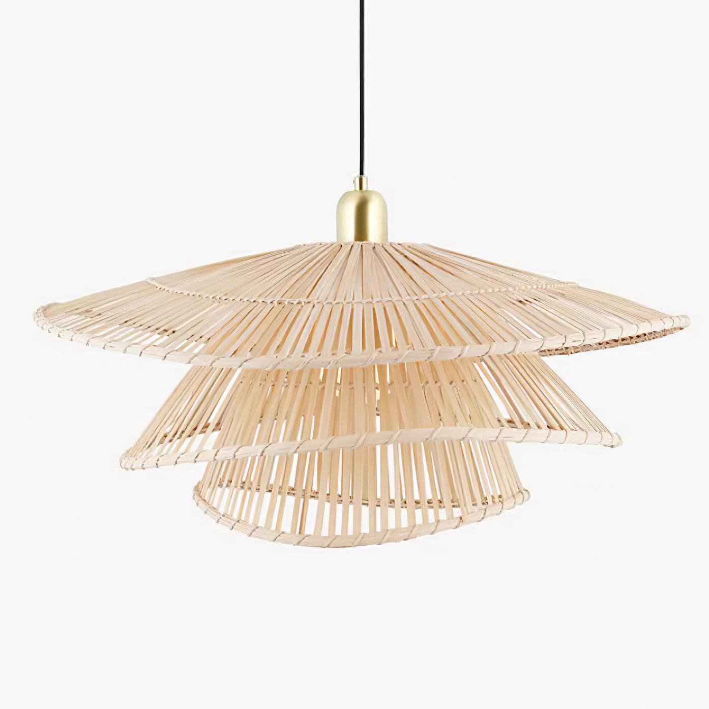 Weaver Lampe Suspendue Rattan Tissé Superposé