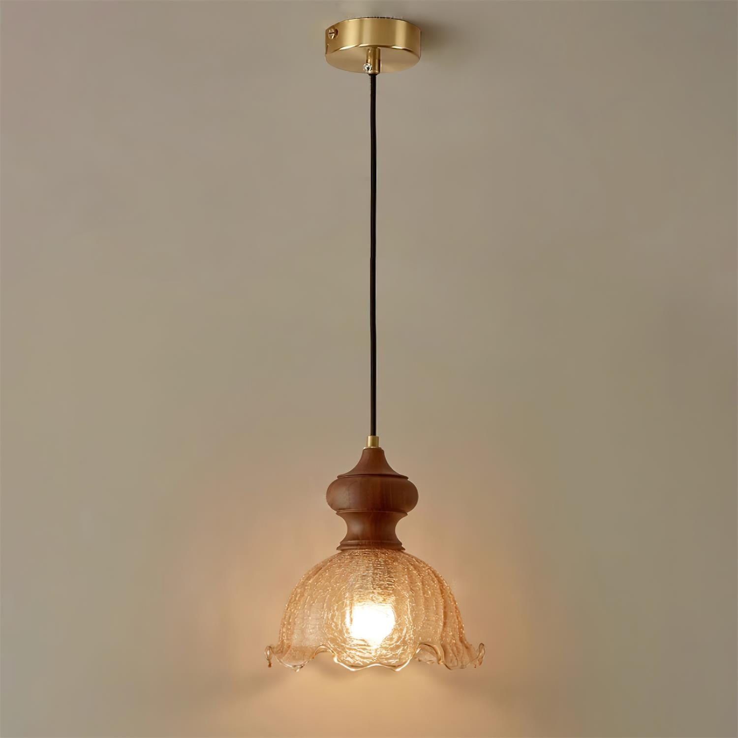 Weiana Suspension Verre Ondulé Coquillage Vintage