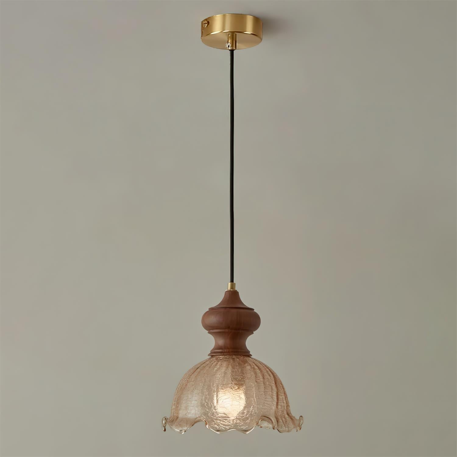 Weiana Suspension Verre Ondulé Coquillage Vintage