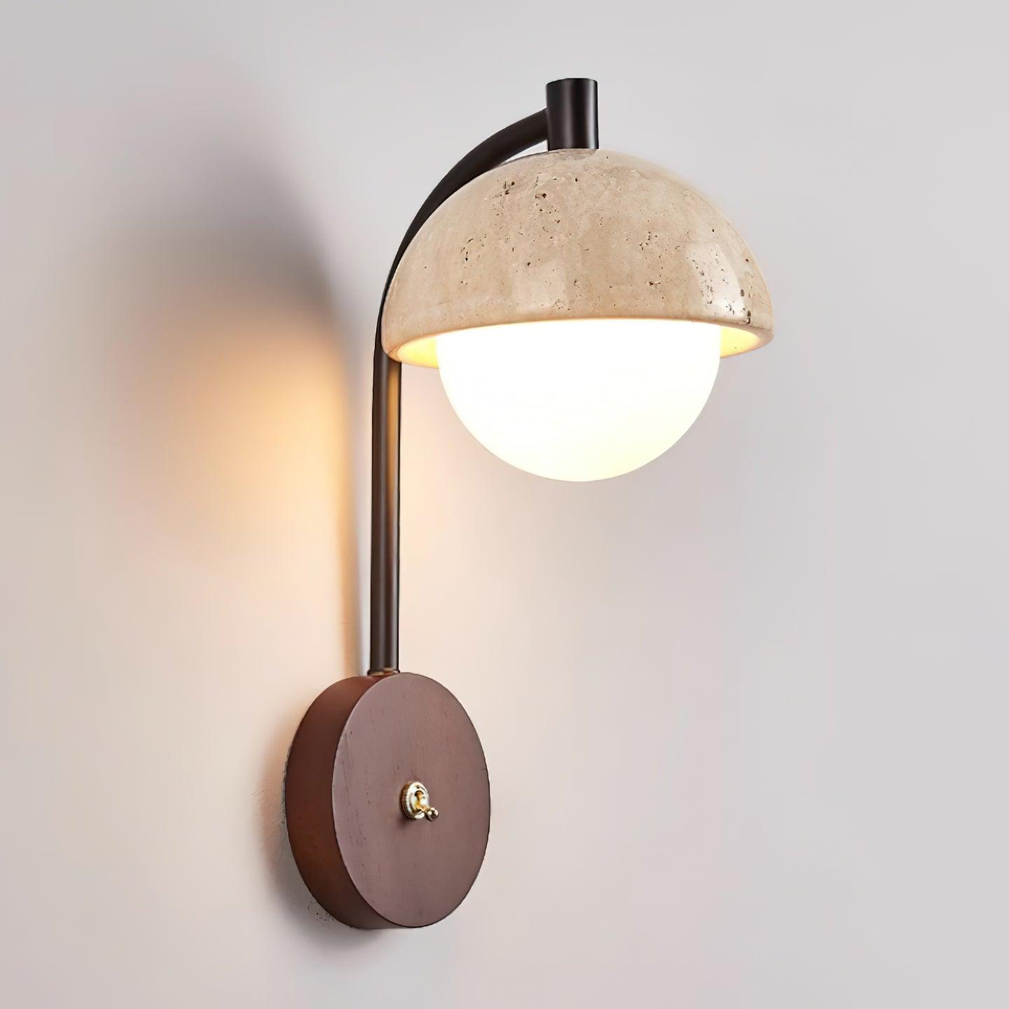 Ritta Lampe Murale Travertin Bois Dôme