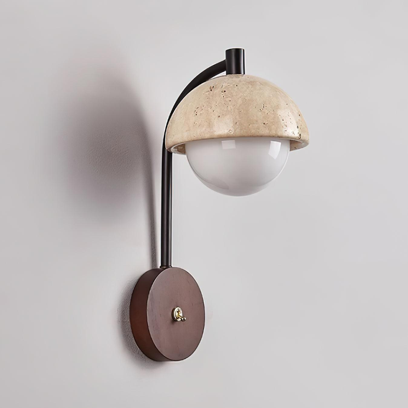 Ritta Lampe Murale Travertin Bois Dôme
