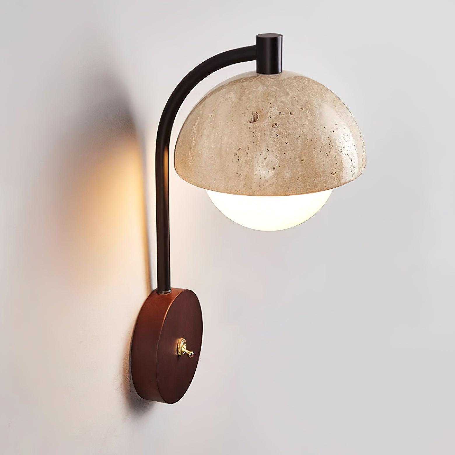 Ritta Lampe Murale Travertin Bois Dôme