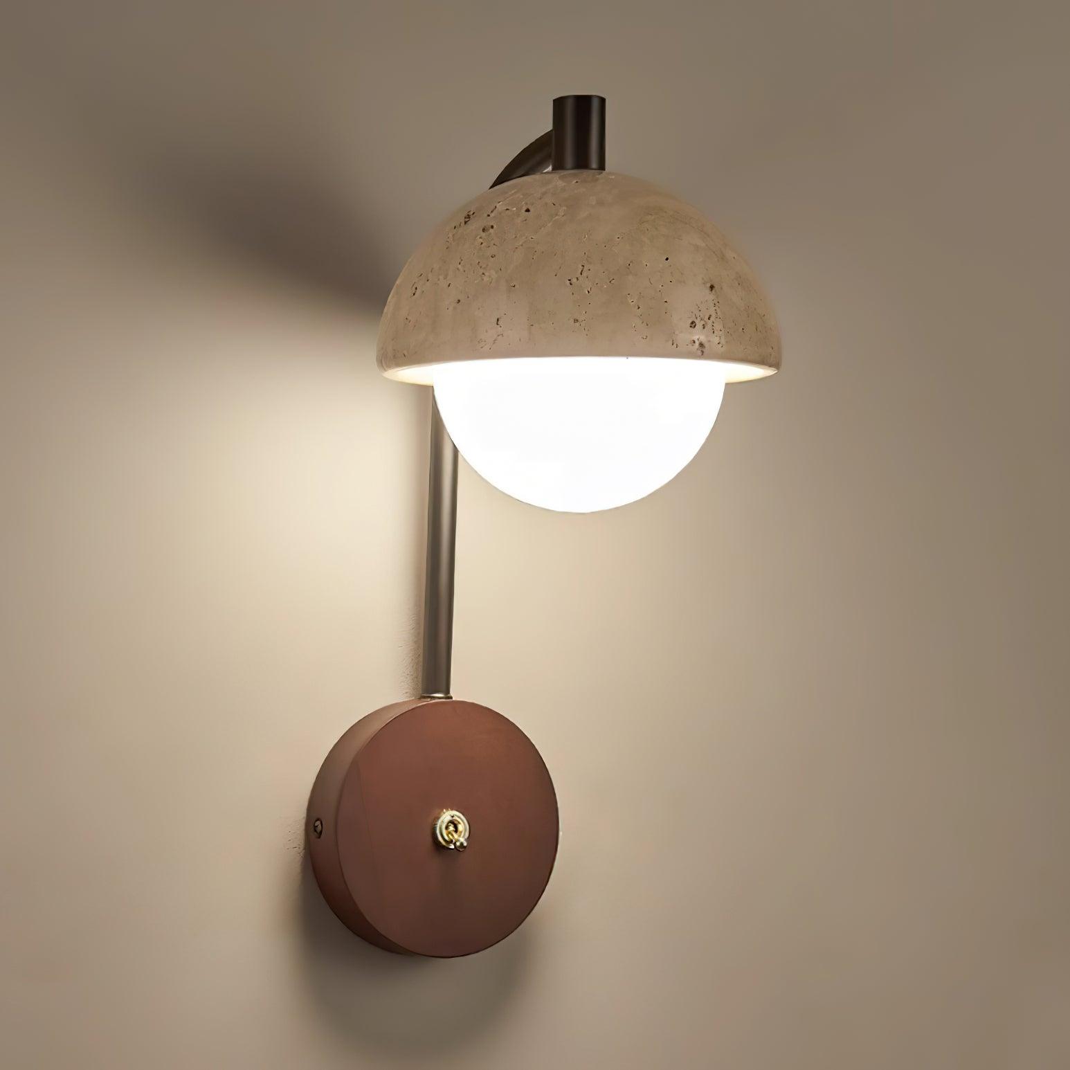 Ritta Lampe Murale Travertin Bois Dôme