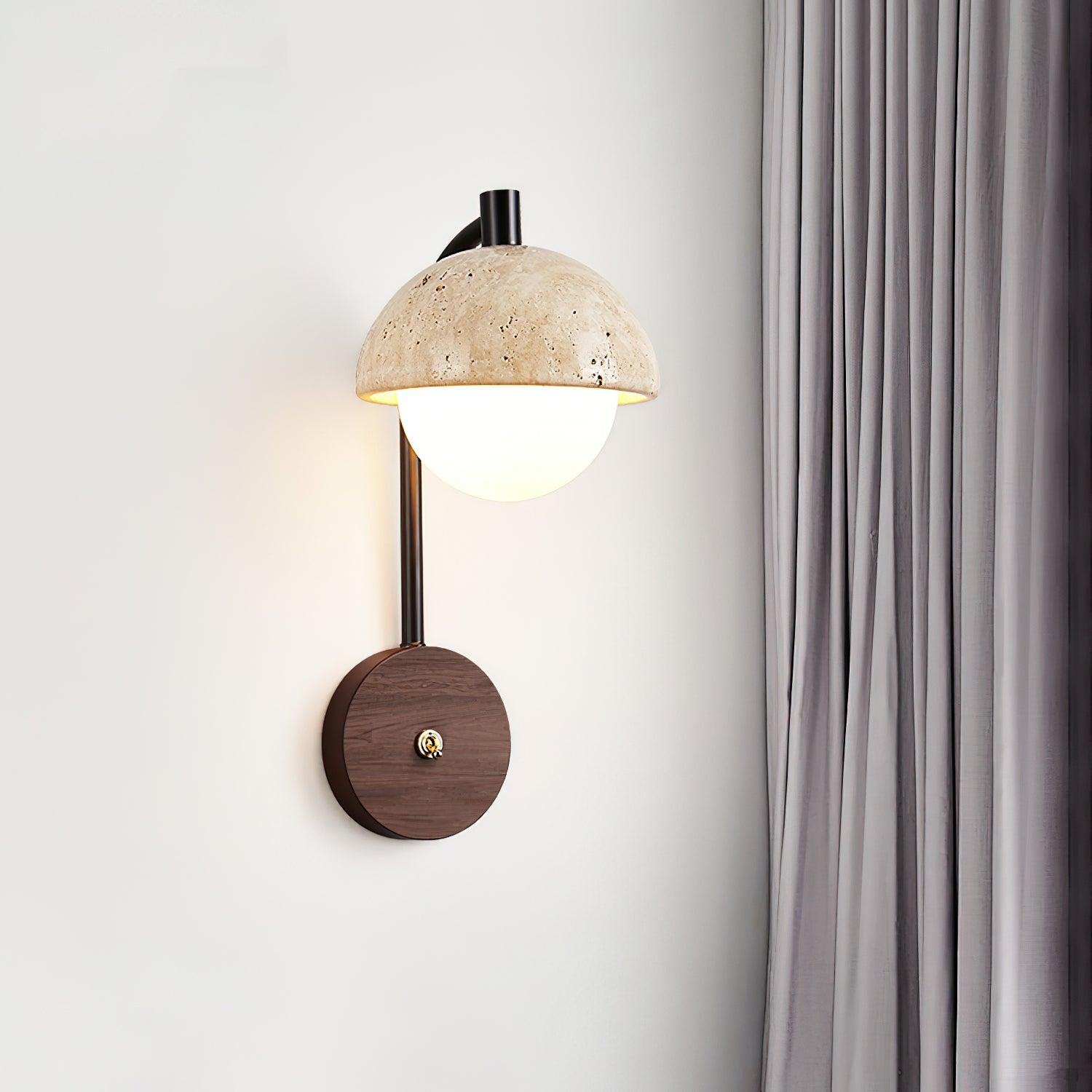 Ritta Lampe Murale Travertin Bois Dôme
