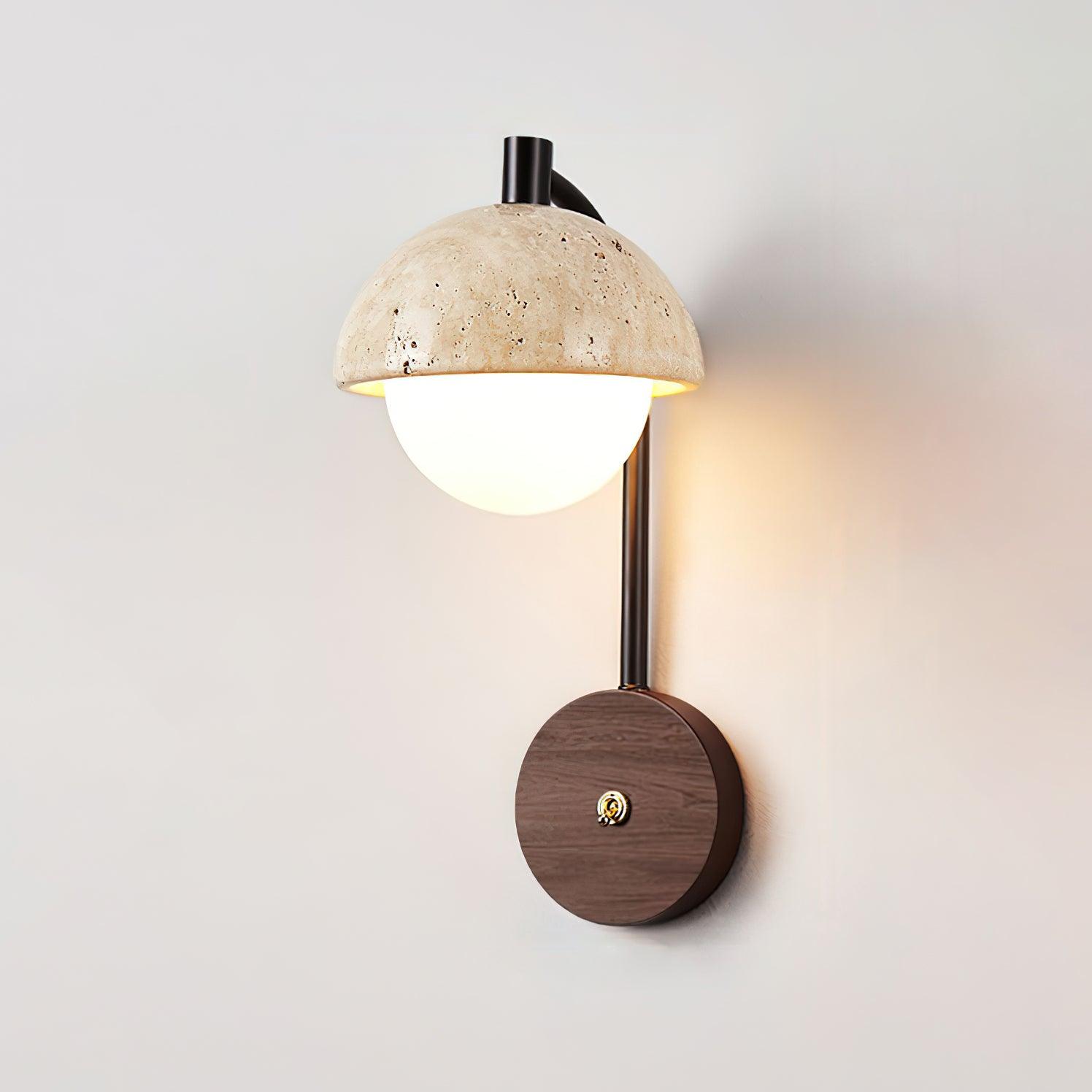 Ritta Lampe Murale Travertin Bois Dôme