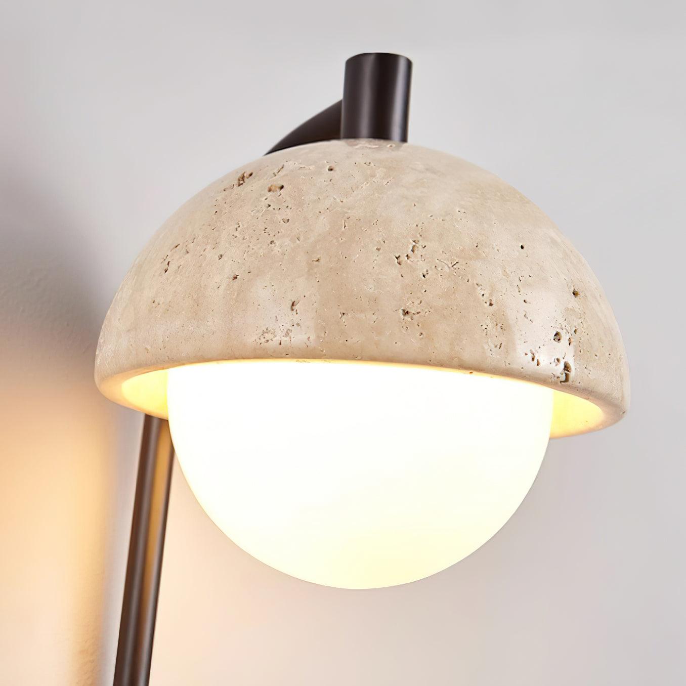 Ritta Lampe Murale Travertin Bois Dôme