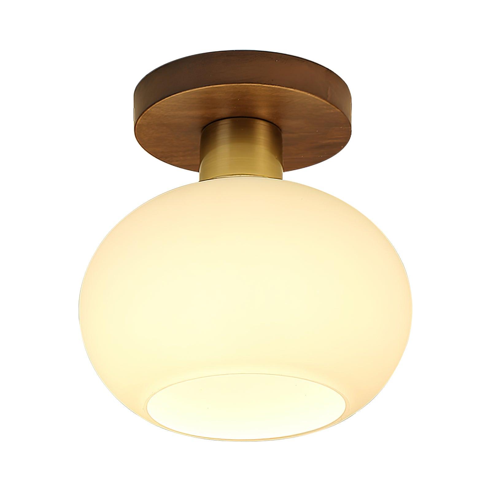 Ellorus Plafonnier Verre Blanc Coquillage Art Nordique