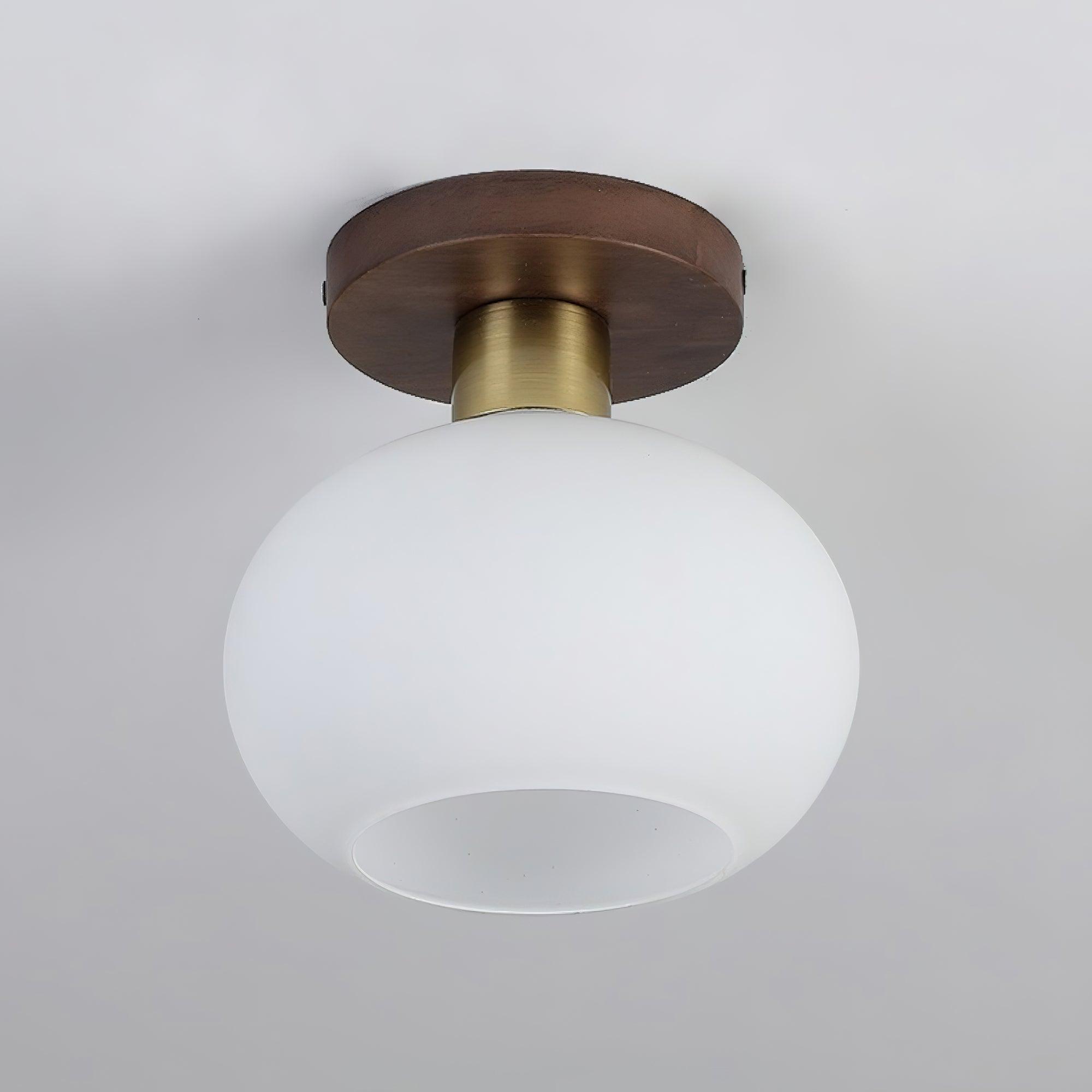 Ellorus Plafonnier Verre Blanc Coquillage Art Nordique