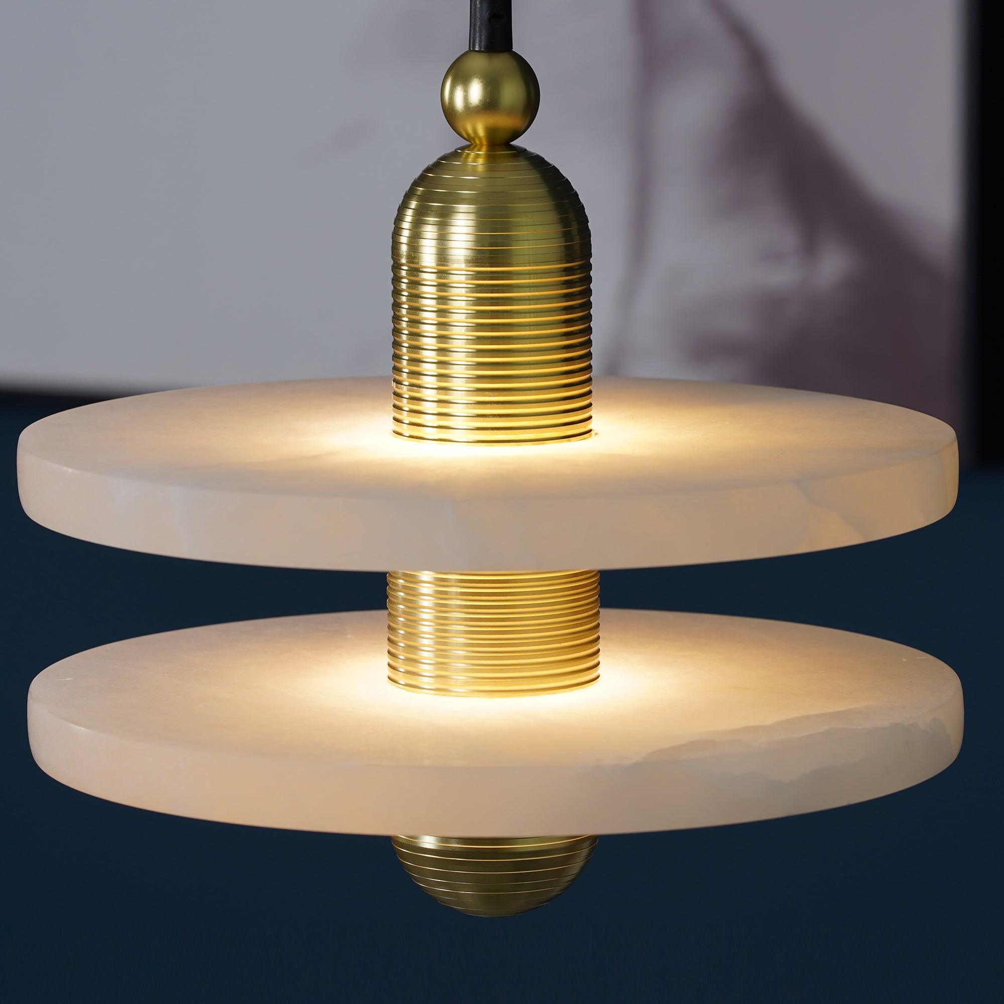 Goose Suspension en Alabastre Blanc et Cuivre
