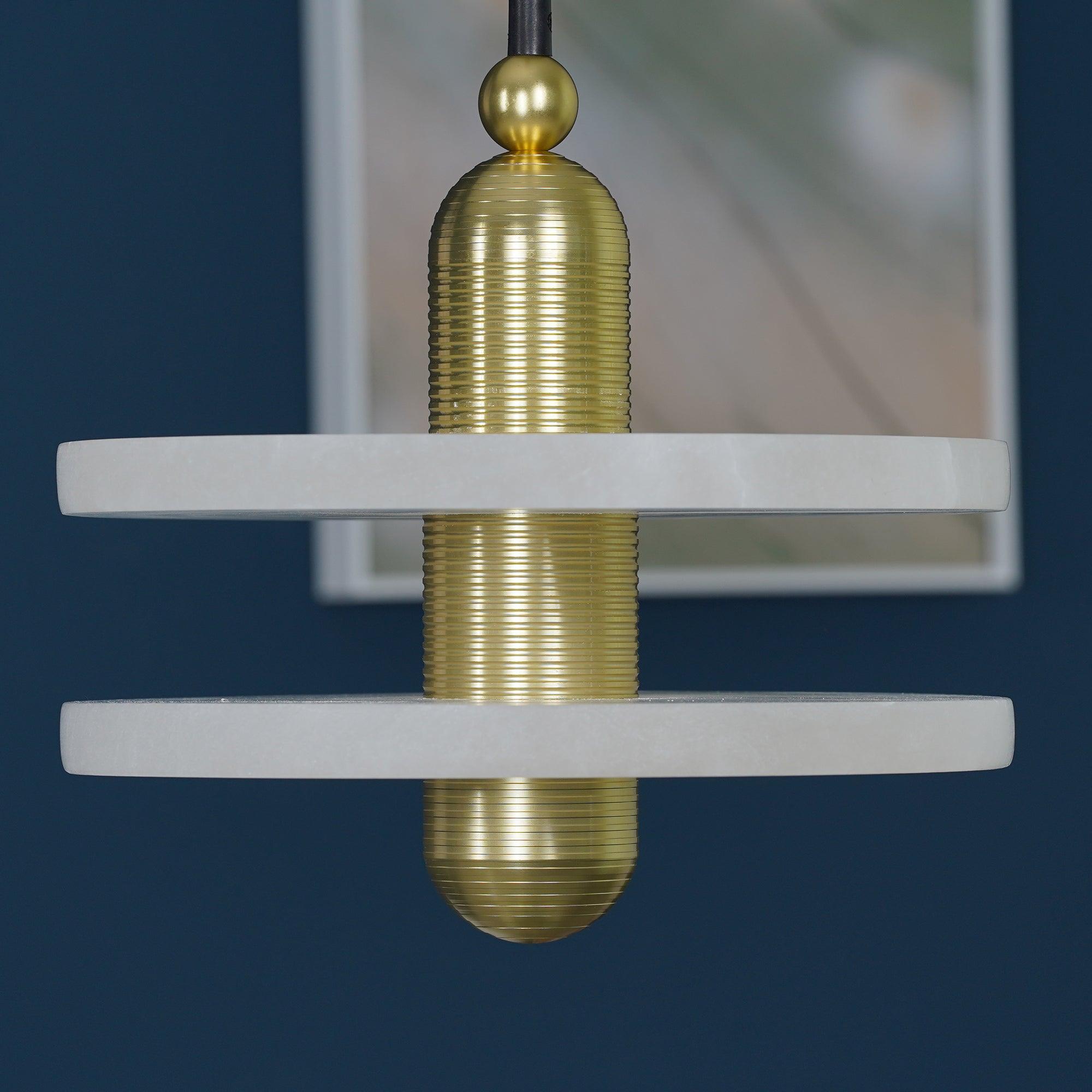 Goose Suspension en Alabastre Blanc et Cuivre