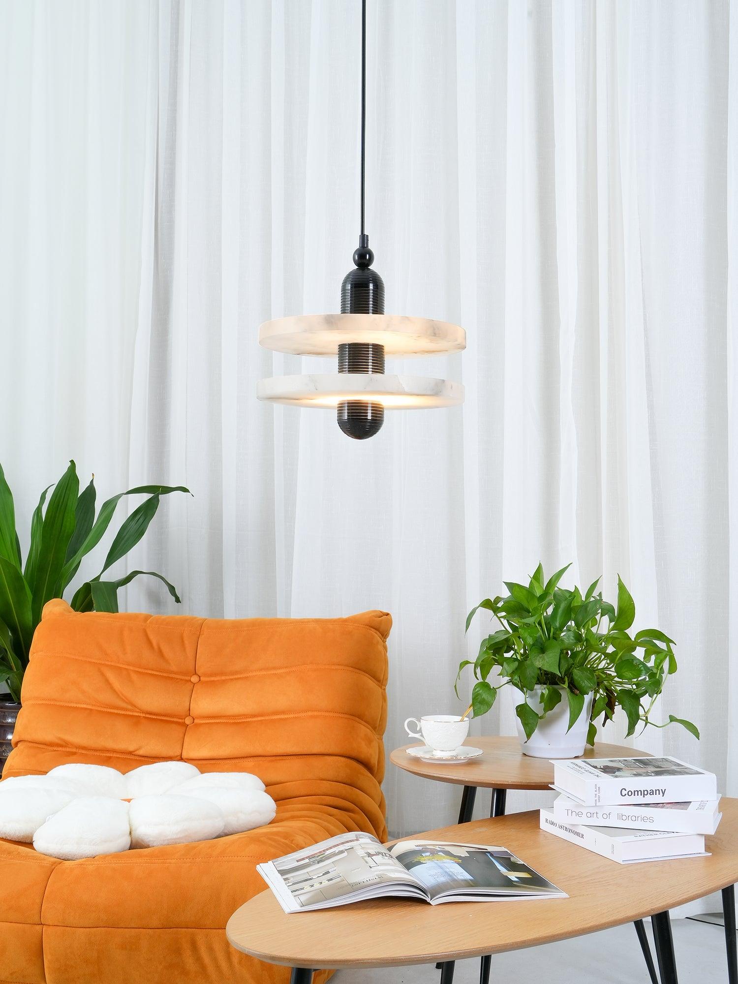 Goose Suspension en Alabastre Blanc et Cuivre