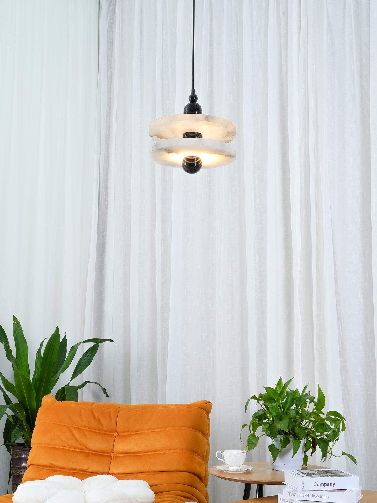 Goose Suspension en Alabastre Blanc et Cuivre